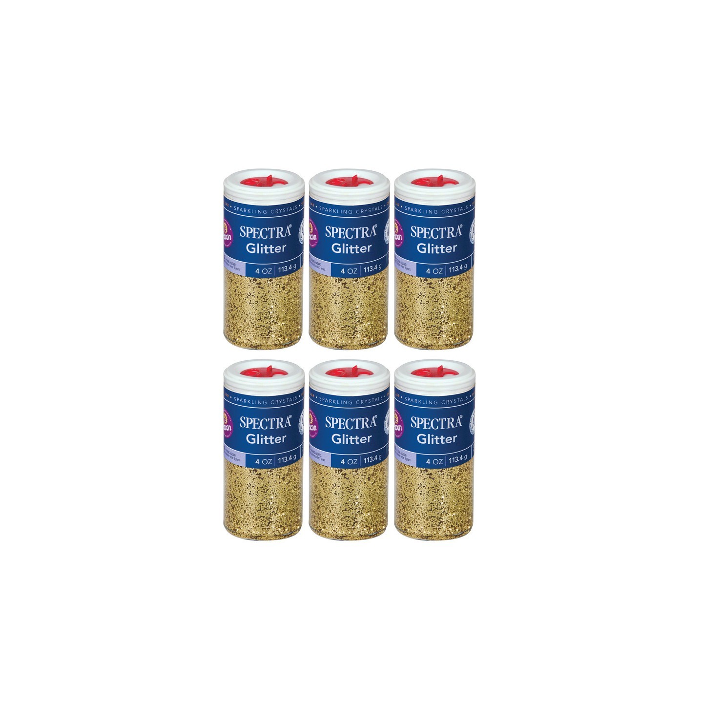 Spectra® Glitter, Gold, 4 oz. Per Jar, 6 Jars
