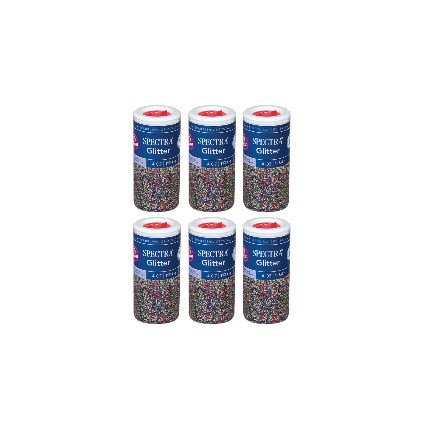 Spectra® Glitter, Multi-Color, 4 oz. Per Jar, 6 Jars