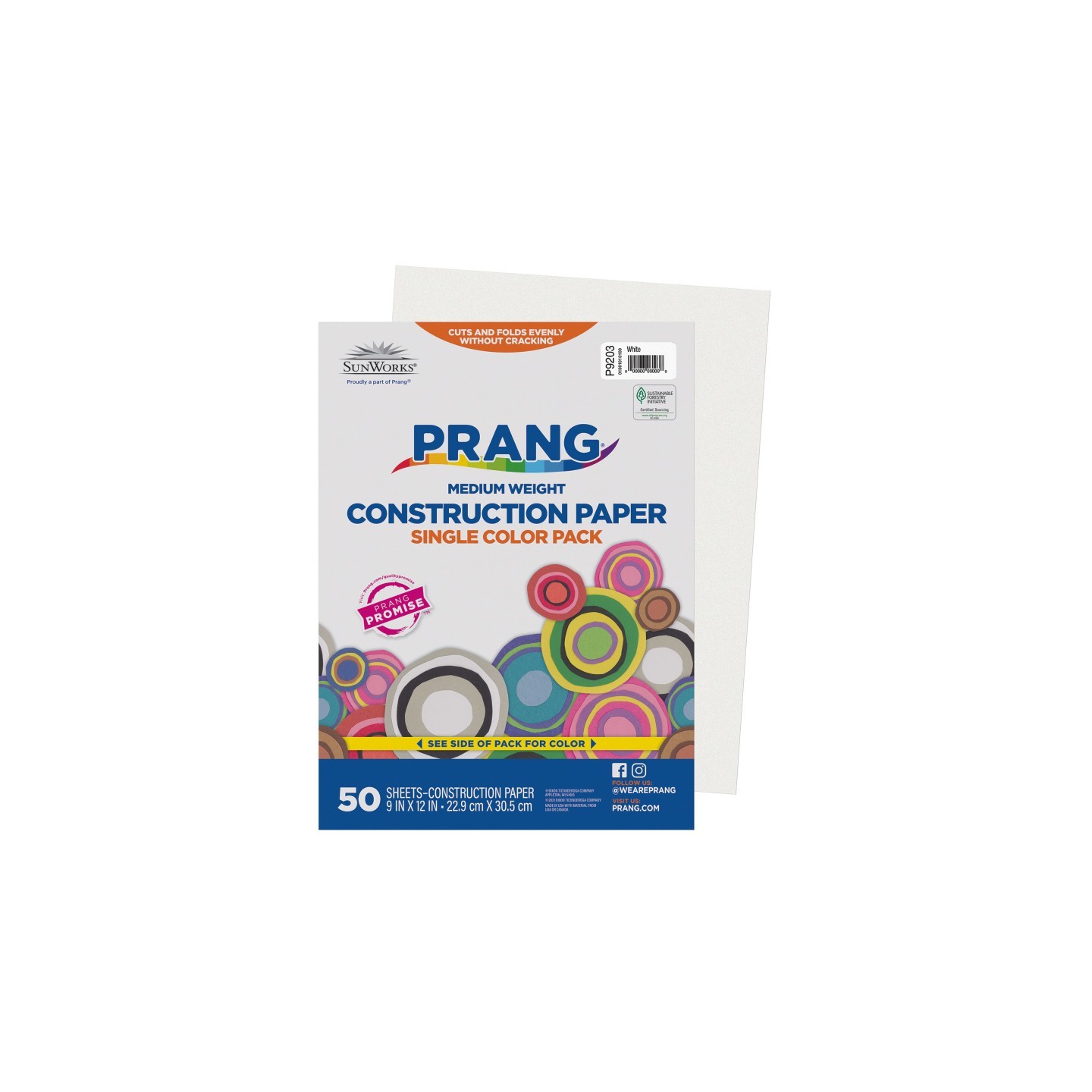 Prang® Construction Paper, Medium Weight, White, 9" x 12", 50 Sheets