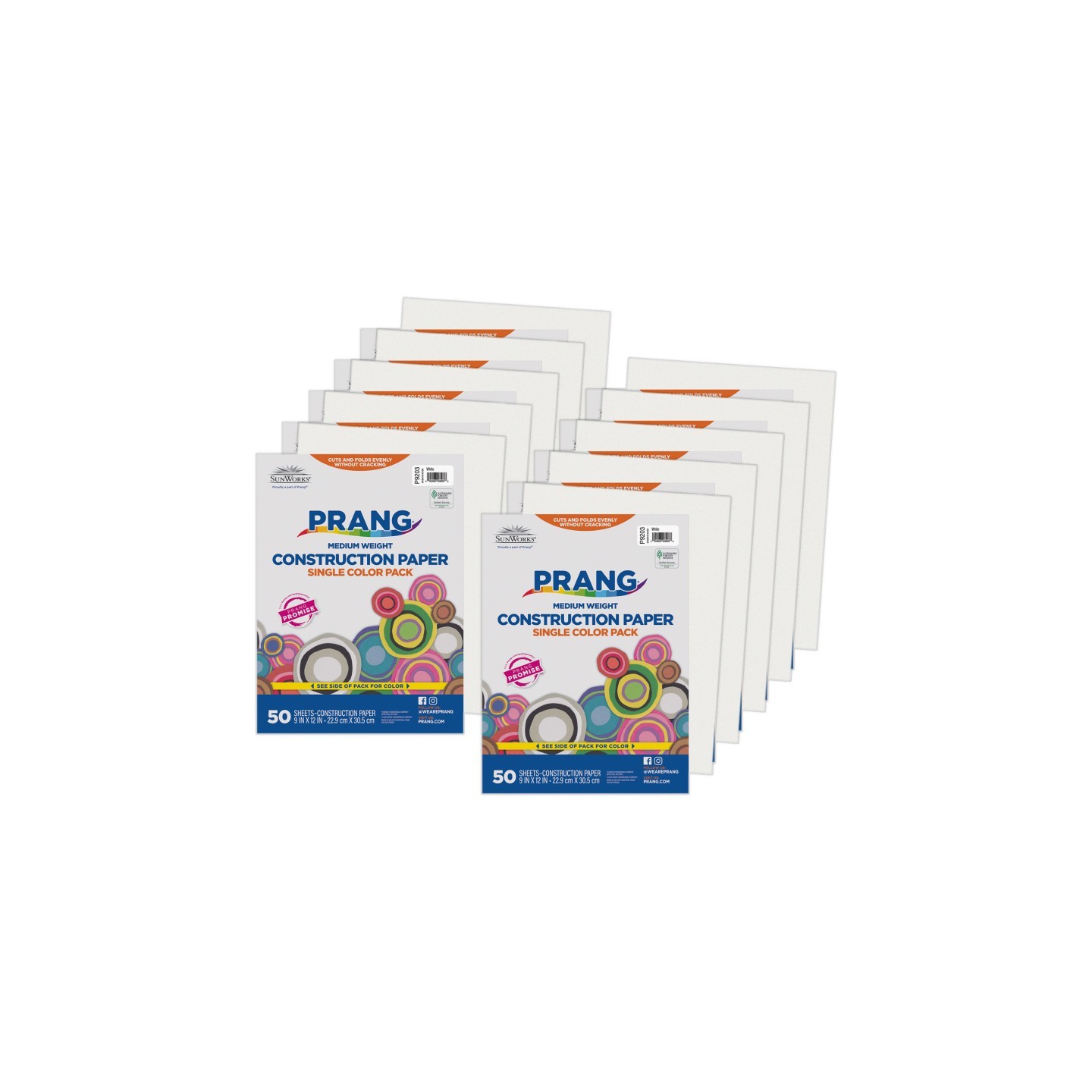 Prang® Construction Paper, Medium Weight, White, 9" x 12", 50 Sheets Per Pack, 10 Packs