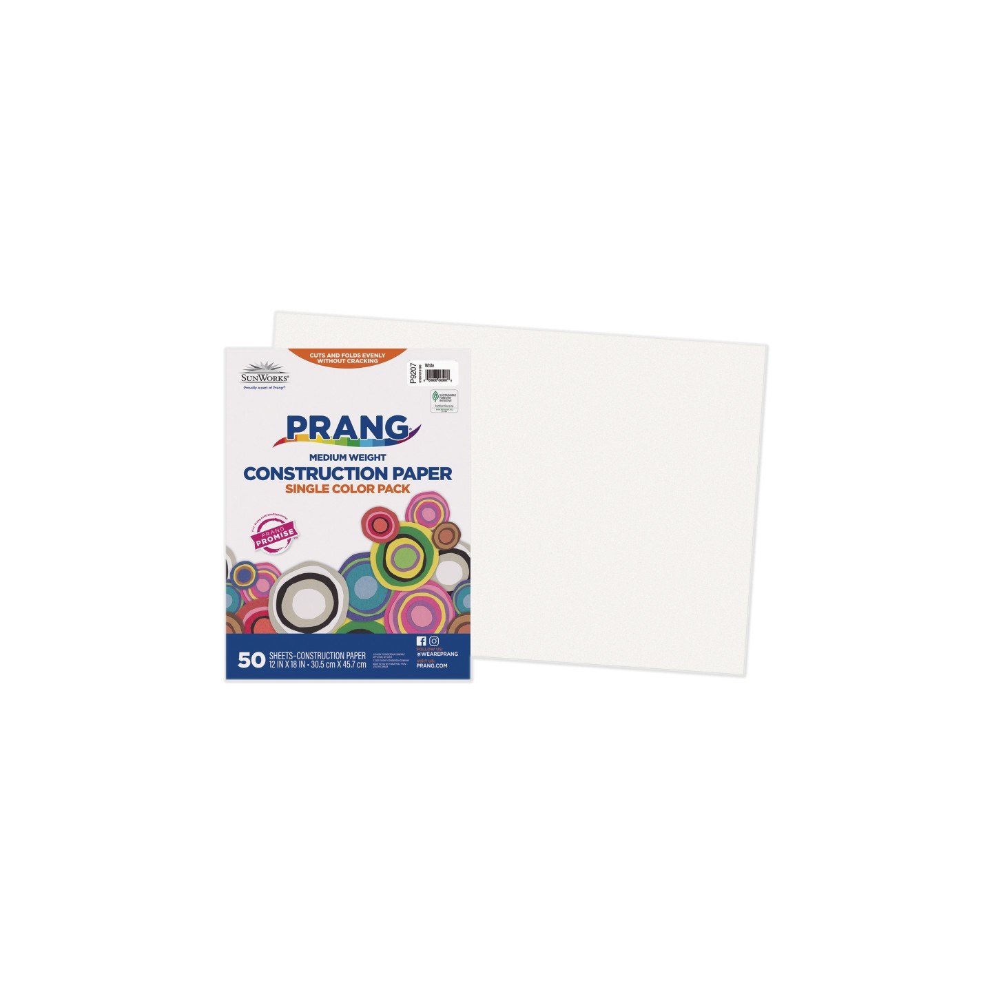 Prang® Construction Paper, Medium Weight, White, 12" x 18", 50 Sheets