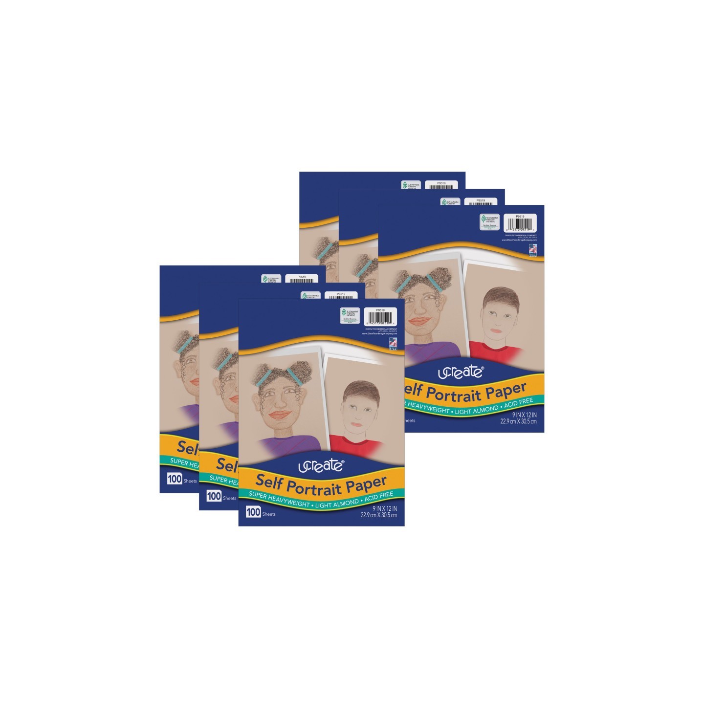 UCreate® Self Portrait Paper, Light Almond, 9" x 12", 100 Sheets Per Pack, 6 Packs