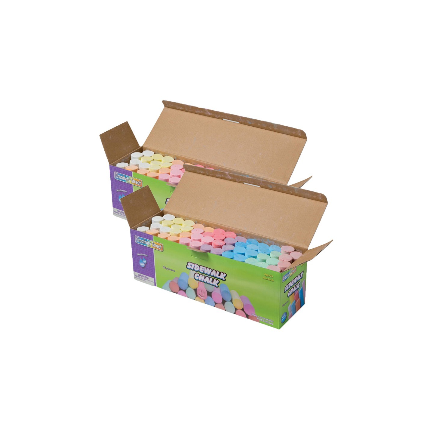 Creativity Street® Sidewalk Chalk, Assorted Colors, 4", 52 Pieces Per Pack, 2 Packs