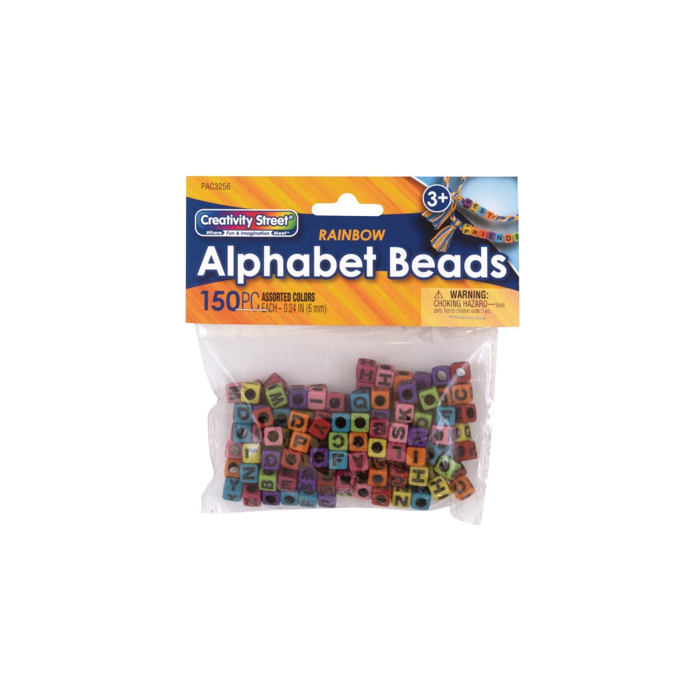 Creativity Street® Alphabet Beads, Assorted Rainbow Colors, 6 mm, 150 Count