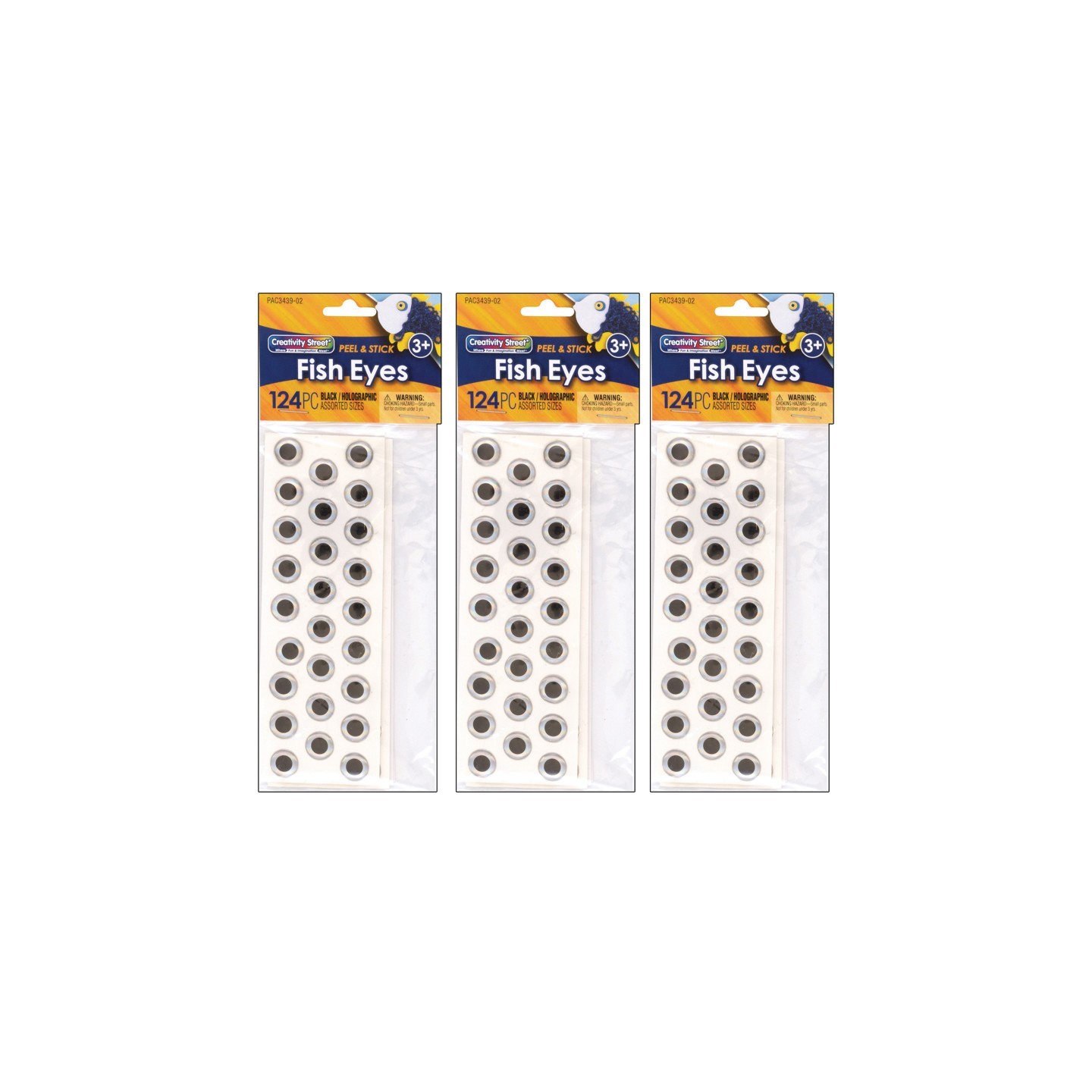 Creativity Street® Fish Eyes, Holographic, Assorted Sizes, 124 Per Pack, 3 Packs