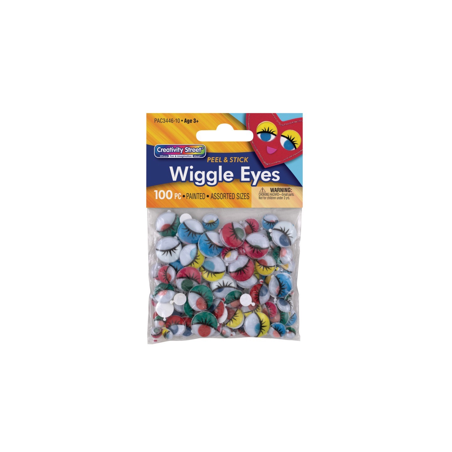 Creativity Street® Peel & Stick Wiggle Eyes, Painted, Assorted Sizes, 100 Pieces