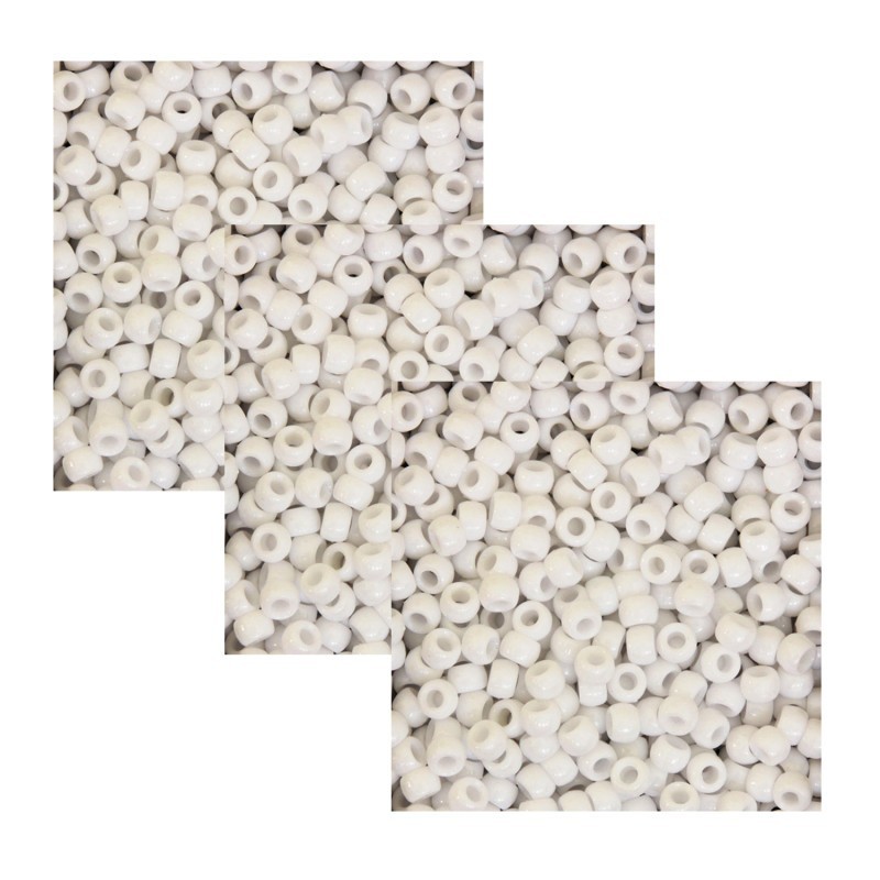 Creativity Street® Pony Beads, White, 6 mm x 9 mm, 1000 Per Pack, 3 Packs