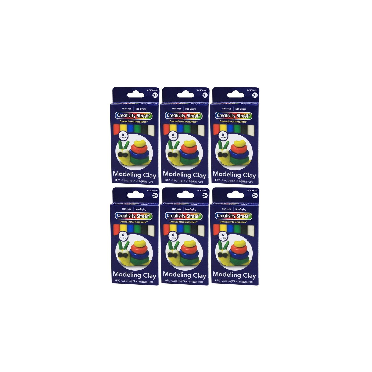 Creativity Street® Extruded Modeling Clay, 6 Assorted Colors, 6 Sticks/1 lb. Per Pack, 6 Packs