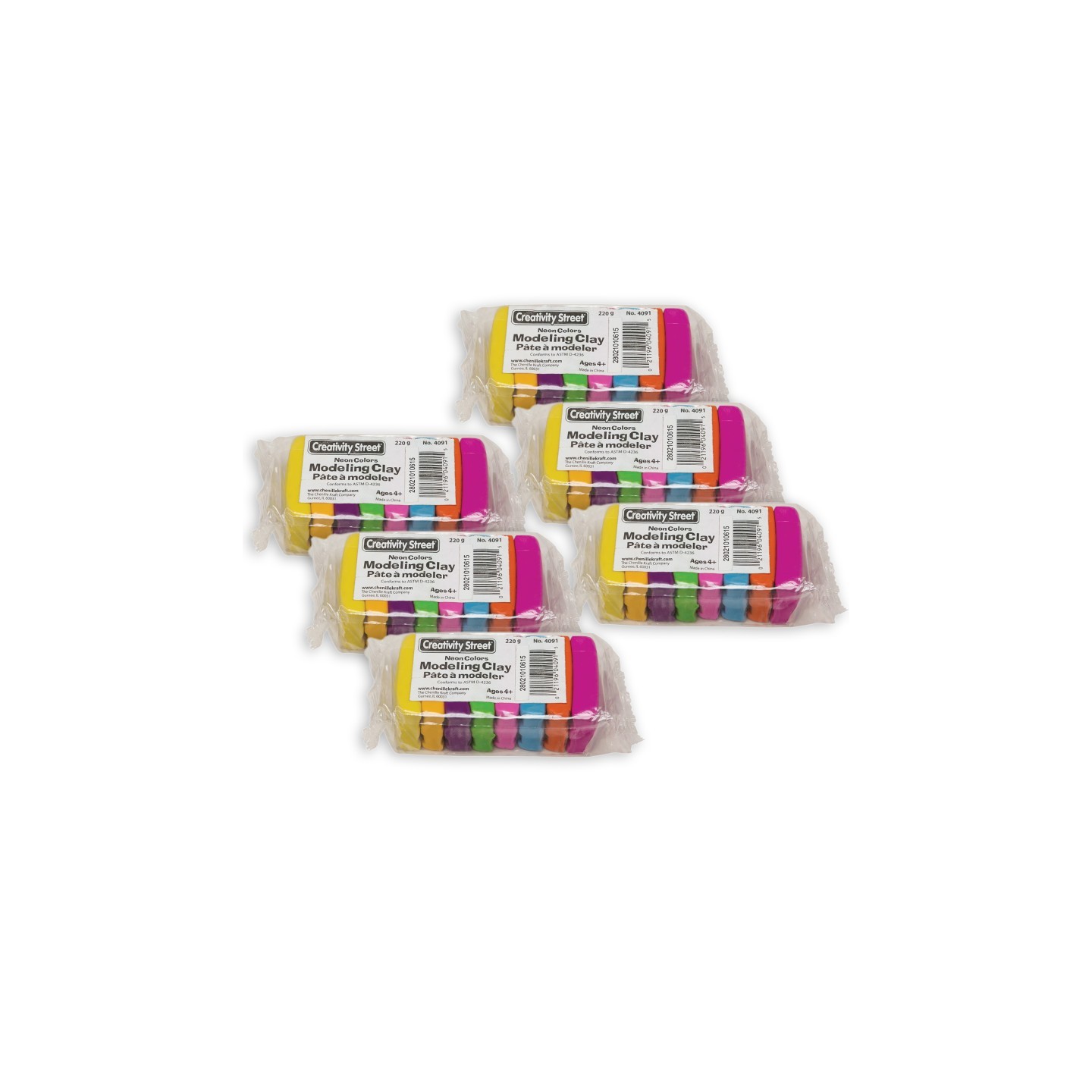 Creativity Street® Modeling Clay, 8 Neon Color Assortment, 8 Sticks/220 grams Per Pack, 6 Packs
