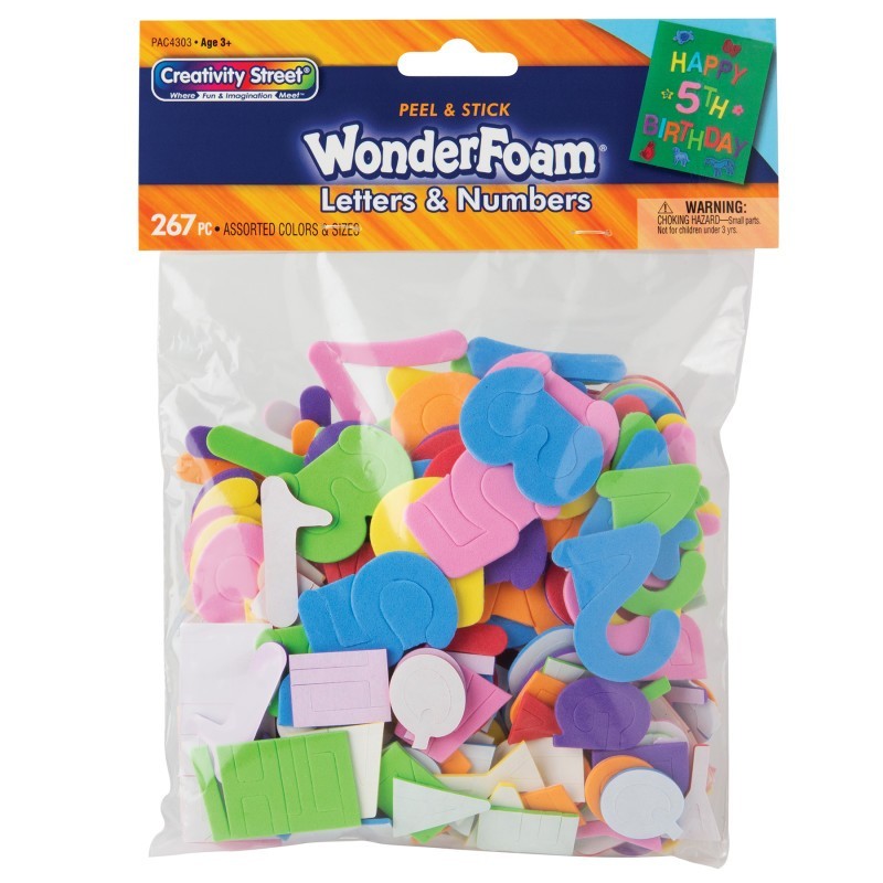Creativity Street® WonderFoam Peel & Stick Letters & Numbers, Assorted Colors & Sizes, 267 Pieces