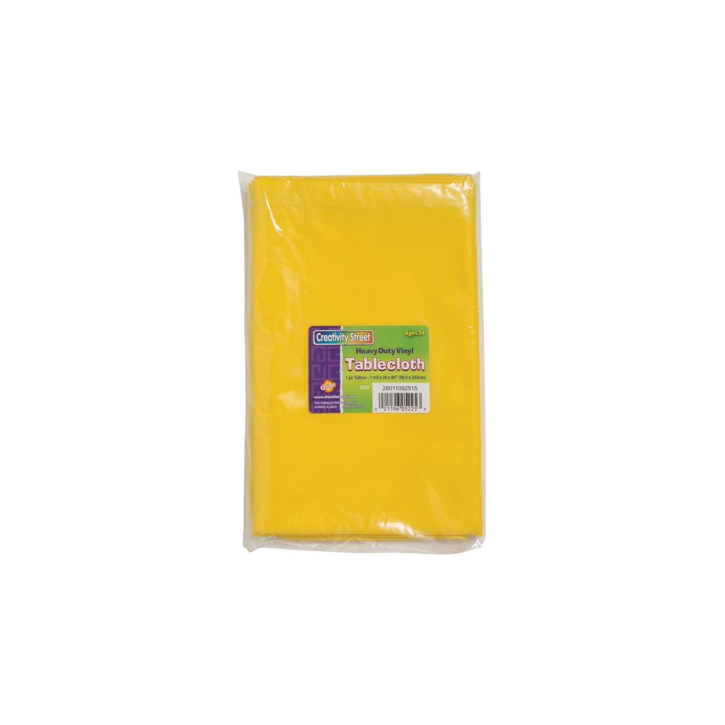 Creativity Street® Vinyl Tablecloth, Yellow, 38" x 80", 1 Count