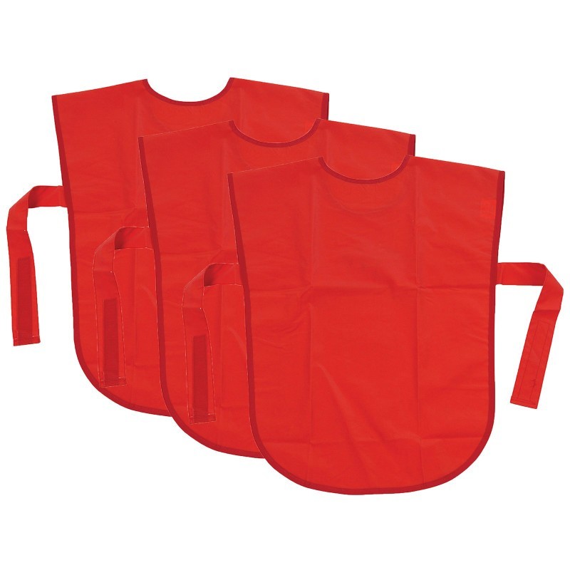 Creativity Street® Vinyl Primary Art Smock, Ages 3+, Red, 22" x 16", Pack of 3