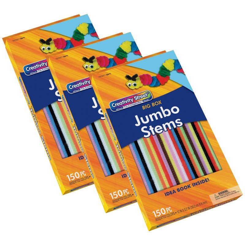 Creativity Street® Stem Variety Pack, Big Box, 12" x 6 mm, 150 Pieces Per Pack, 3 Packs