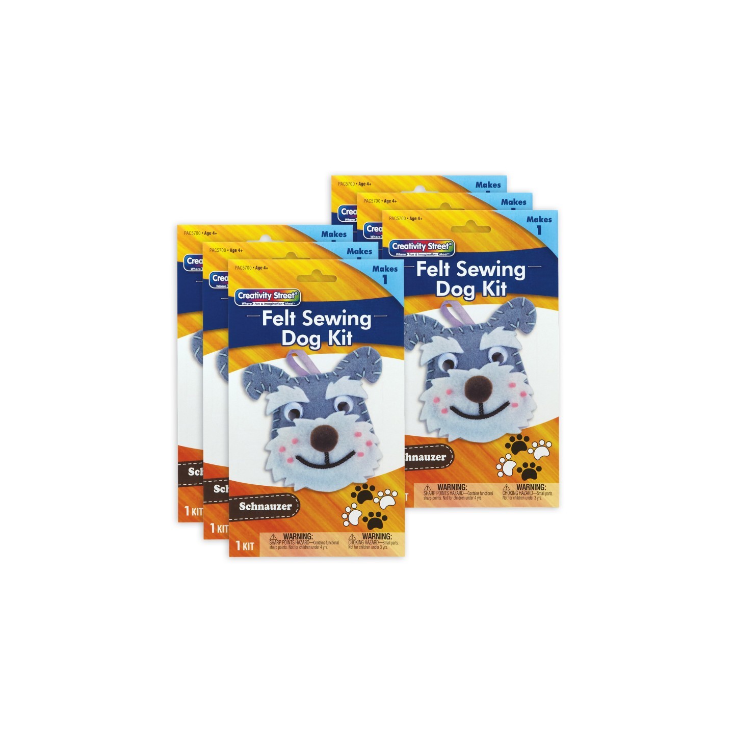 Creativity Street® Felt Sewing Dog Kit, Schnauzer, 4.25" x 6.5" x 1", 6 Kits