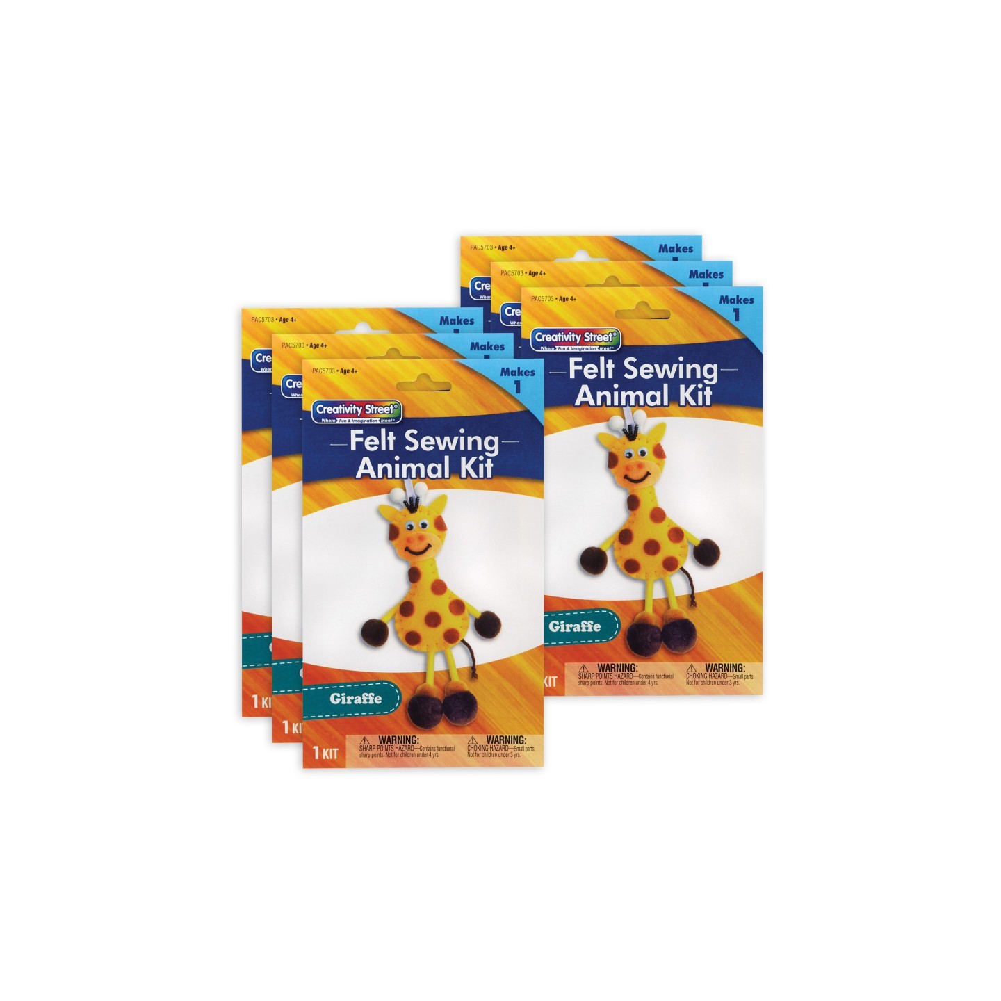 Creativity Street® Felt Sewing Animal Kit, Giraffe, 6" x 11" x 0.75", 6 Kits