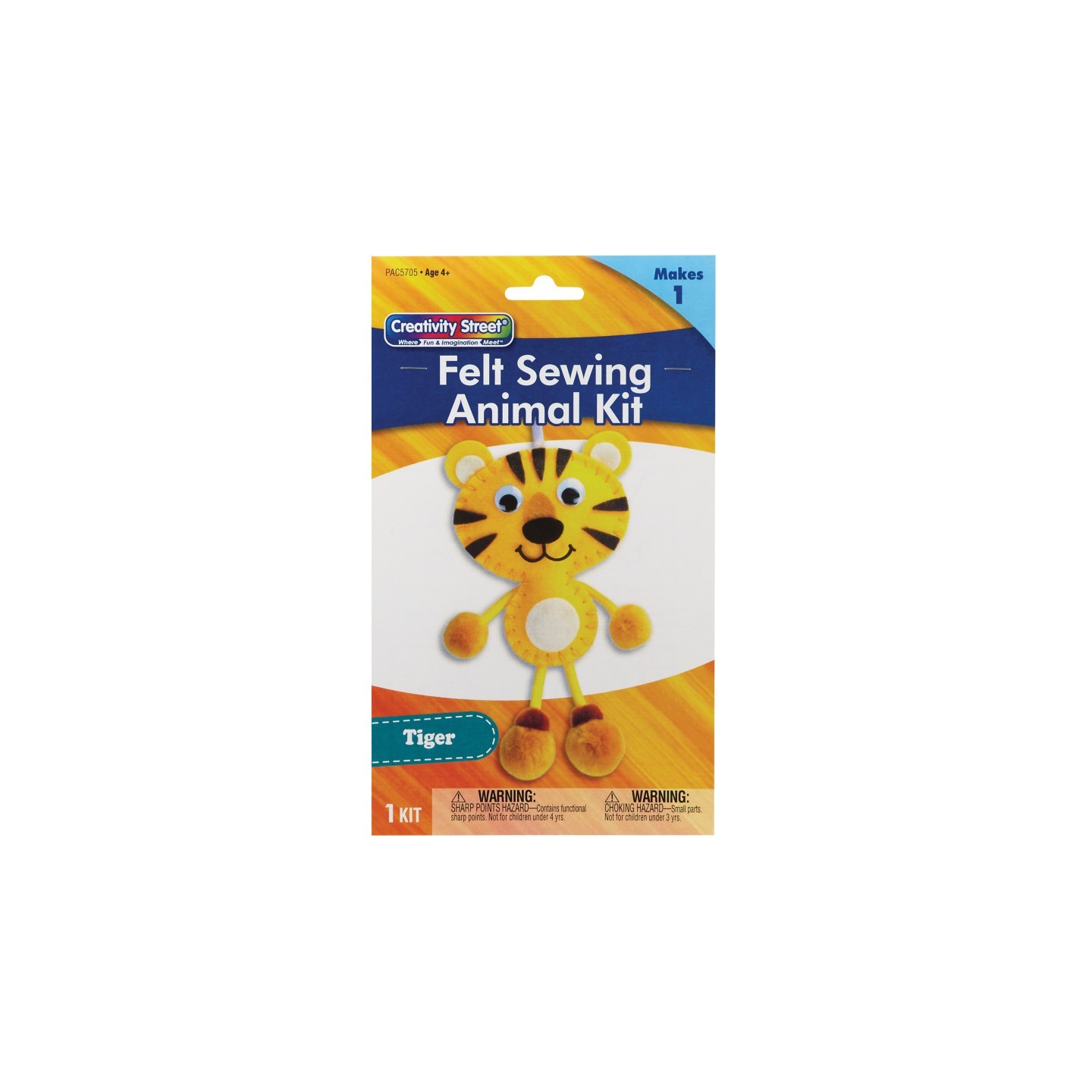 Creativity Street® Felt Sewing Animal Kit, Tiger, 4.25" x 10.75" x 0.75", 1 Kit
