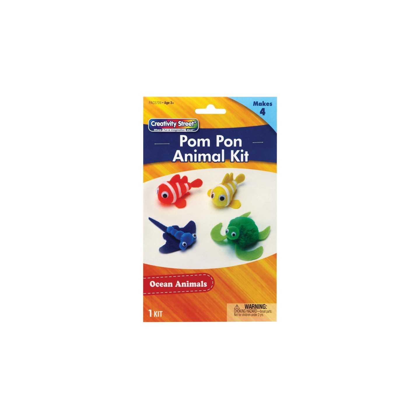 Creativity Street® Pom Pon Animal Kit, Ocean Animals, Assorted Sizes, 1 Kit Makes 4 Animals