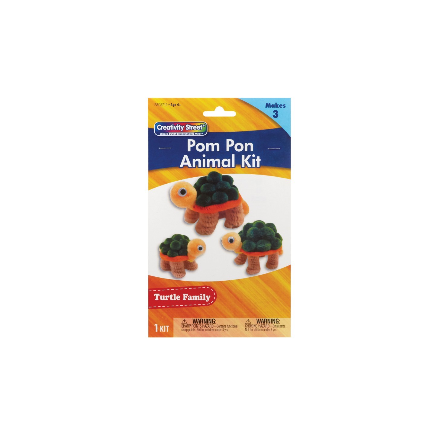 Creativity Street® Pom Pon Animal Kit, Turtle Family, Assorted Sizes, 1 Kit Makes 3 Animals