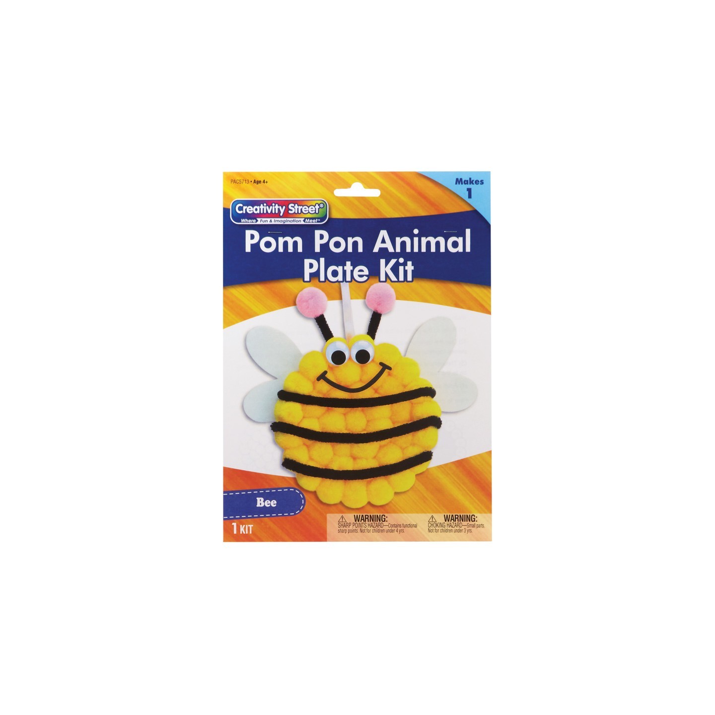 Creativity Street® Pom Pon Animal Plate Kit, Bee, 9" x 8.5" x 1", 1 Kit