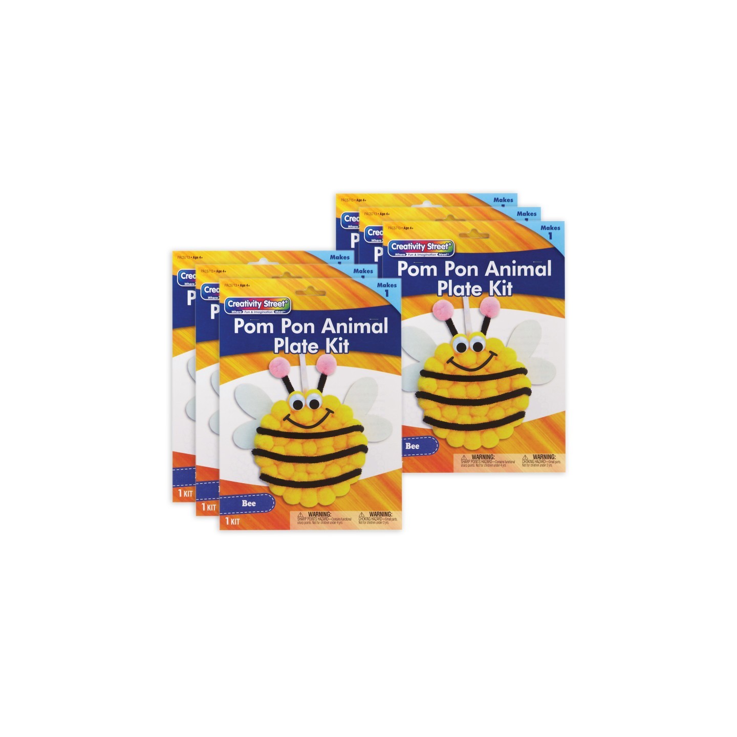 Creativity Street® Pom Pon Animal Plate Kit, Bee, 9" x 8.5" x 1", 6 Kits