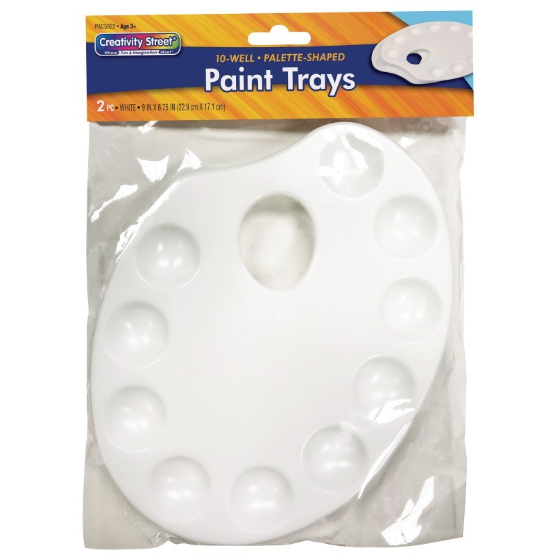 Creativity Street® Palette-Shaped Paint Trays, White, 9" x 6.75", 2 Count