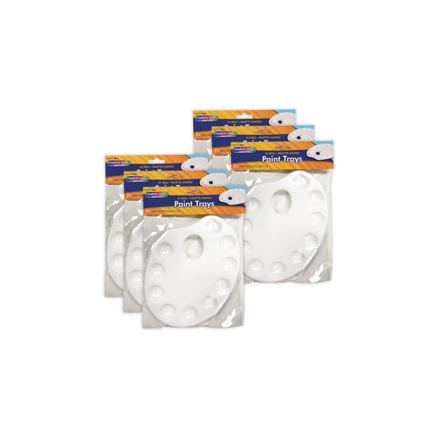 Creativity Street® Palette-Shaped Paint Trays, White, 9" x 6.75", 2 Per Pack, 6 Packs