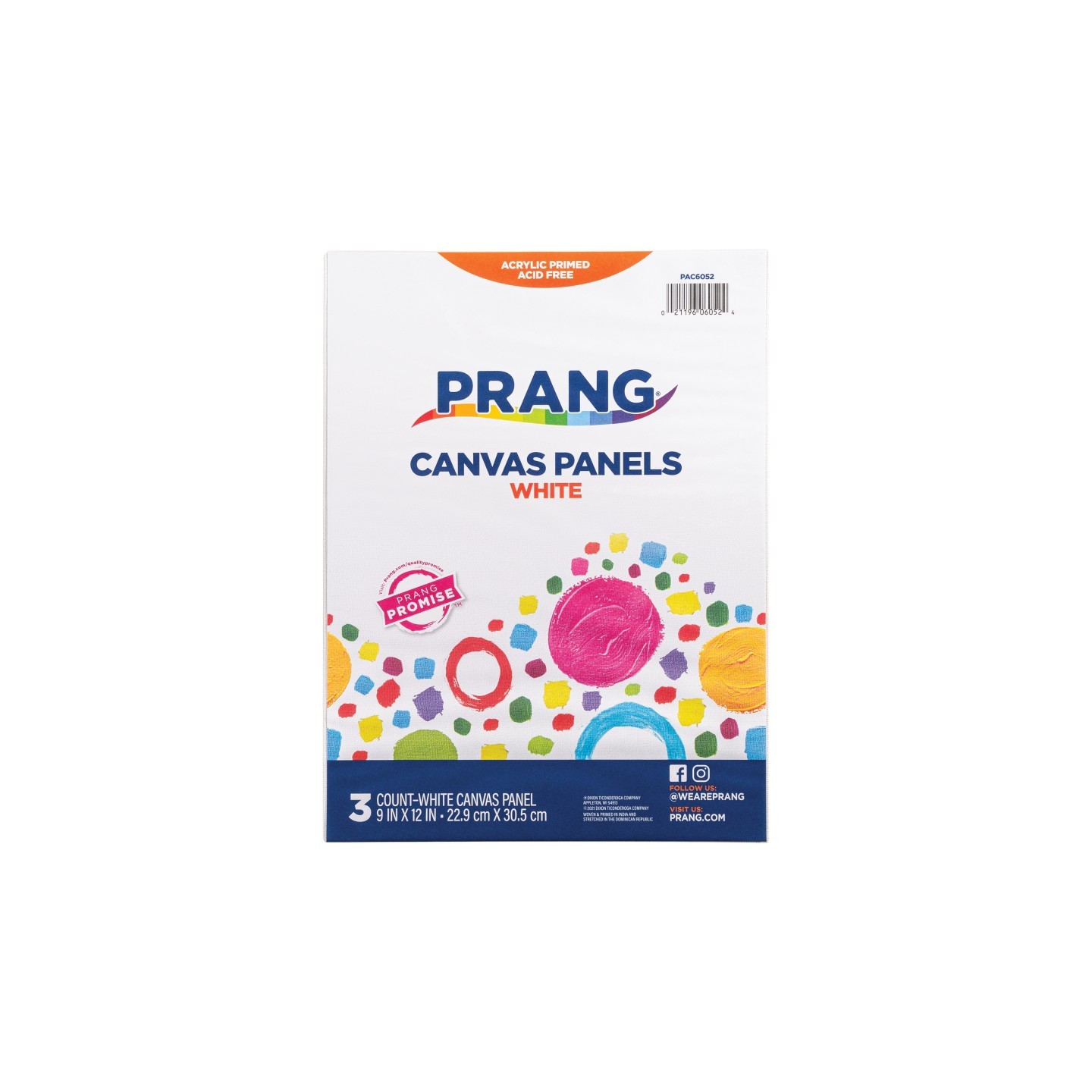 Prang® Canvas Panels, White, 9" x 12", 3 Panels
