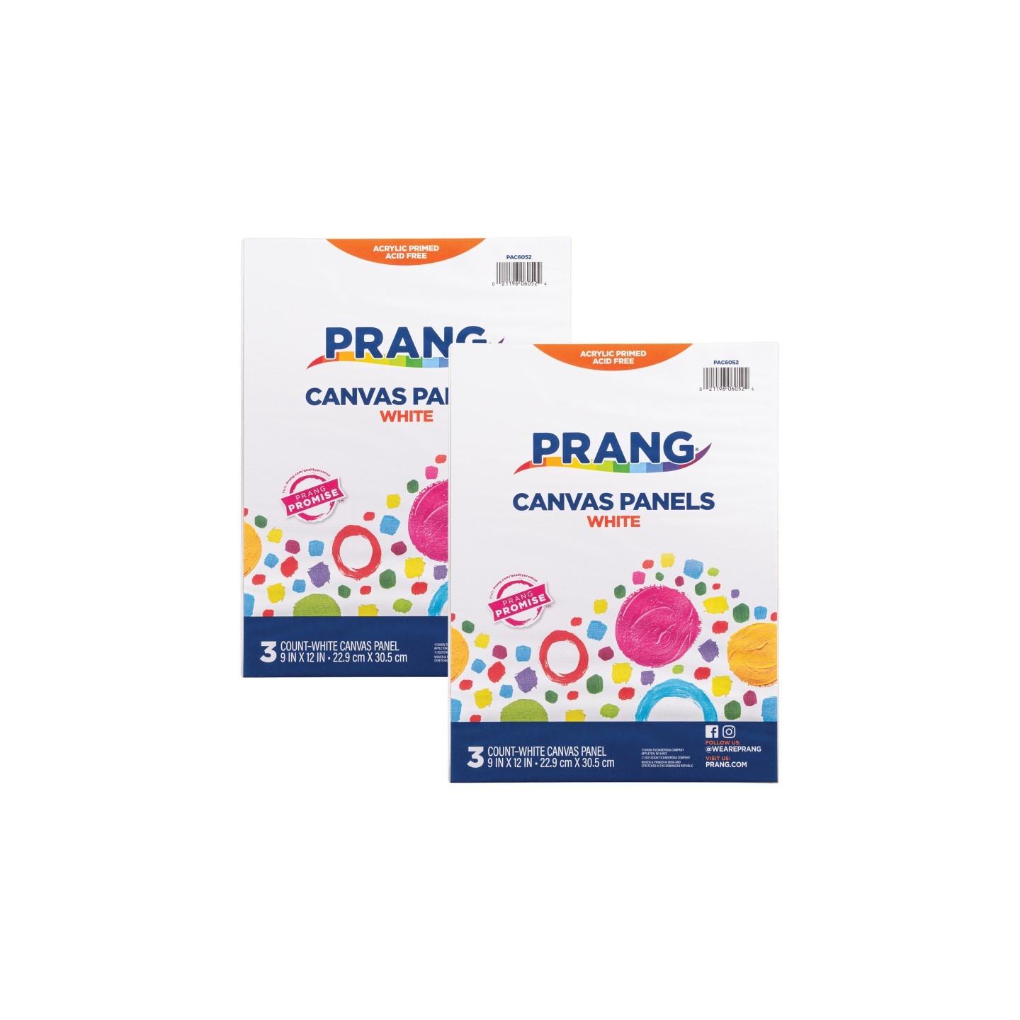 Prang® Canvas Panels, White, 9" x 12", 3 Per Pack, 2 Packs