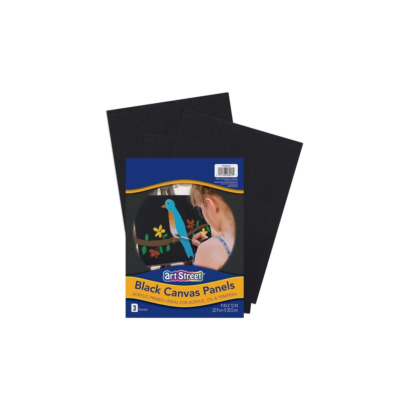 Prang® Canvas Panels, Black, 9" x 12", 3 Panels