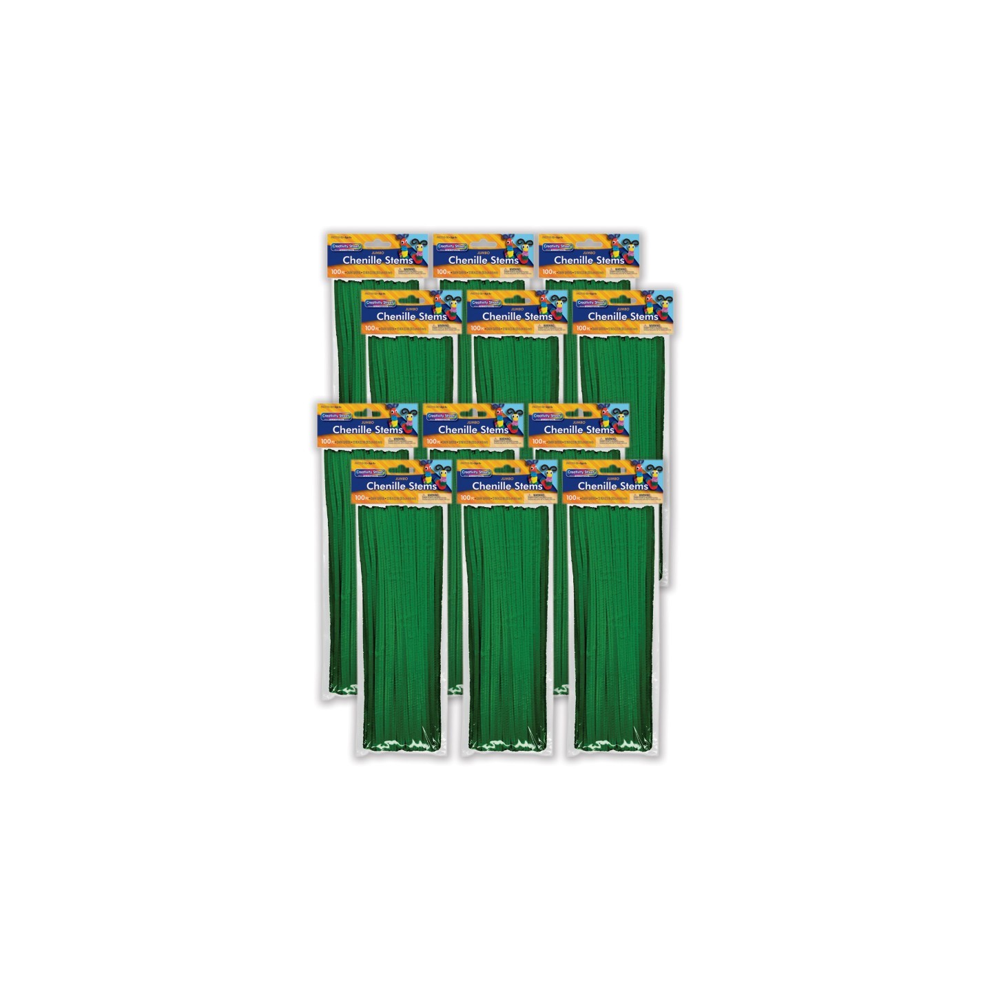 Creativity Street® Jumbo Stems, Dark Green, 12" x 6 mm, 100 Per Pack, 12 Packs
