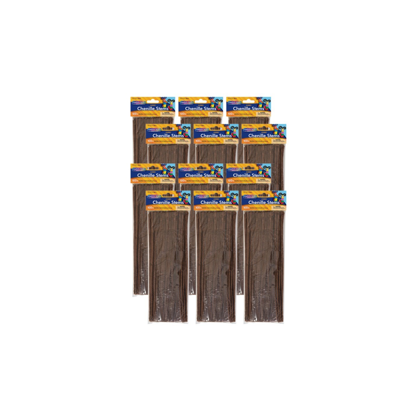 Creativity Street® Jumbo Stems, Brown, 12" x 6 mm, 100 Per Pack, 12 Packs