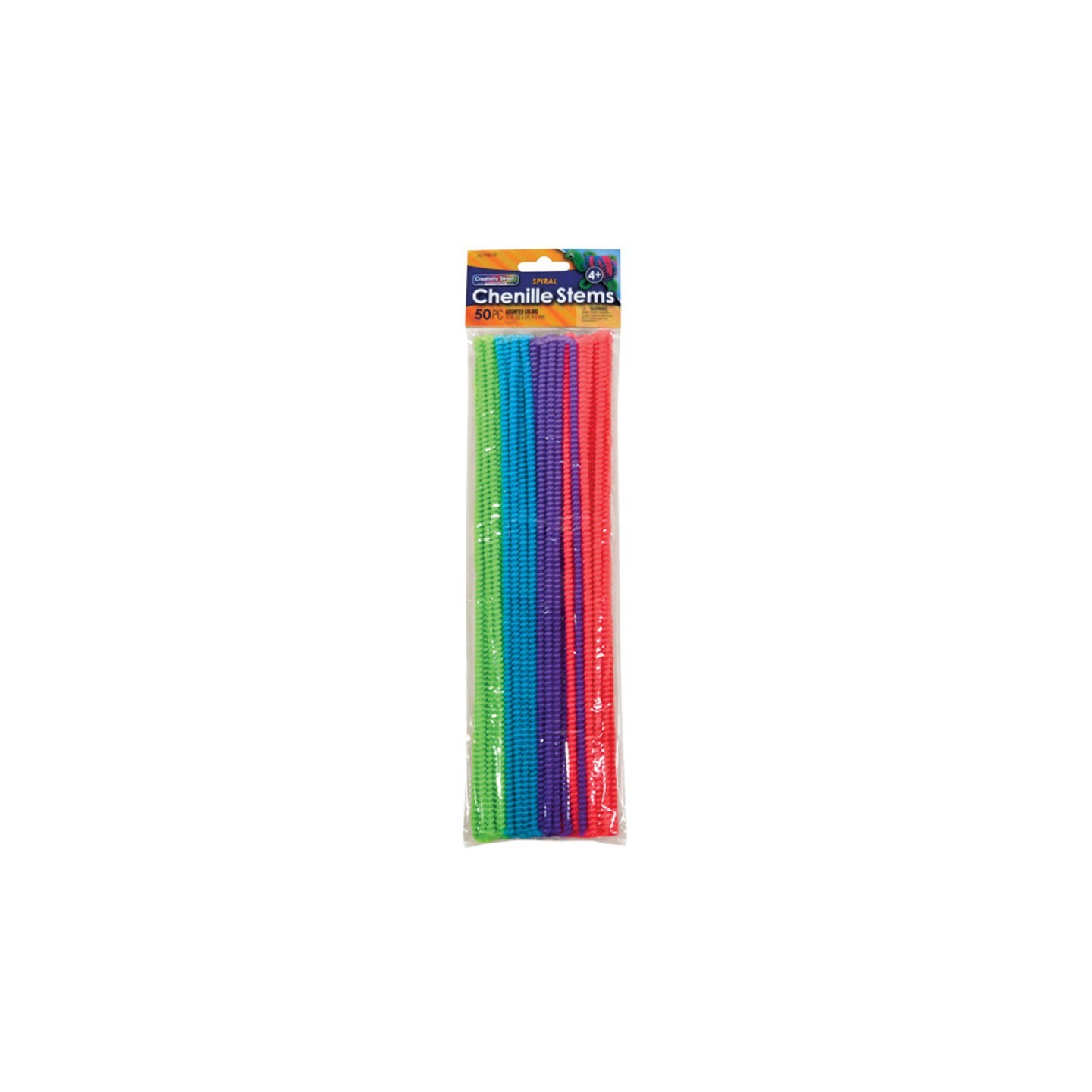 Creativity Street® Spiral Chenille Stems, Assorted Colors, 12" x 6 mm, 50 Pieces