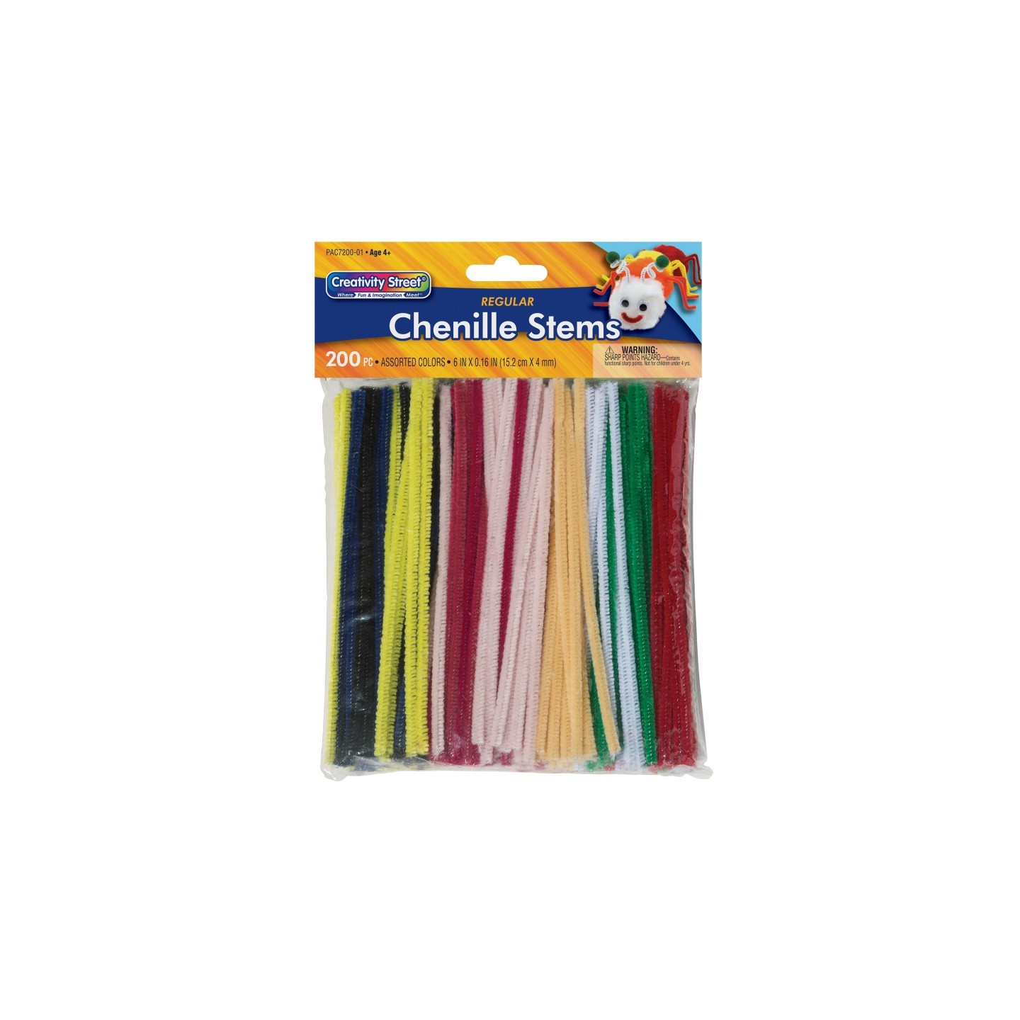 Creativity Street® Regular Stems, Assorted Colors, 6" x 4 mm, 200 Pieces