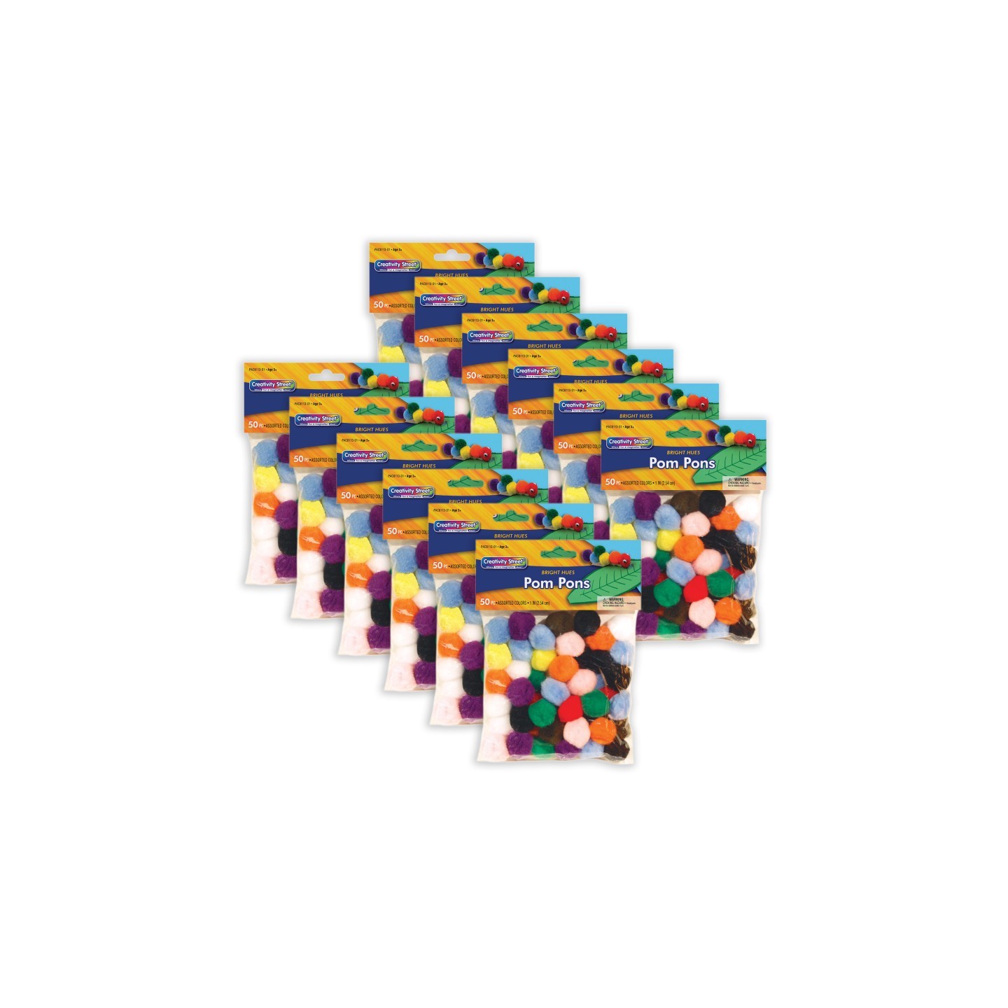 Creativity Street® Pom Pons, Bright Hues, 1", 50 Per Pack, 12 Packs