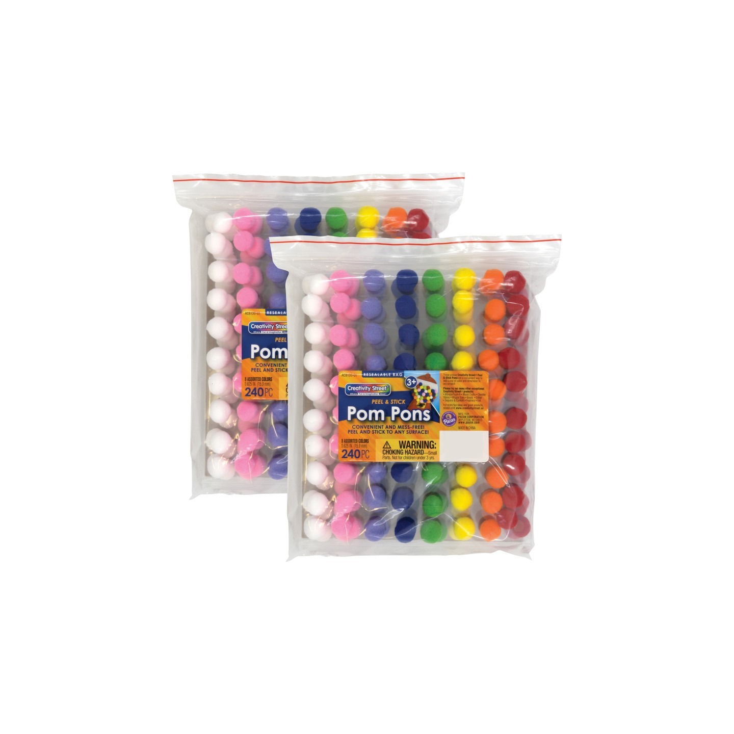 Creativity Street® Peel & Stick Poms, 240 Per Pack, 2 Packs