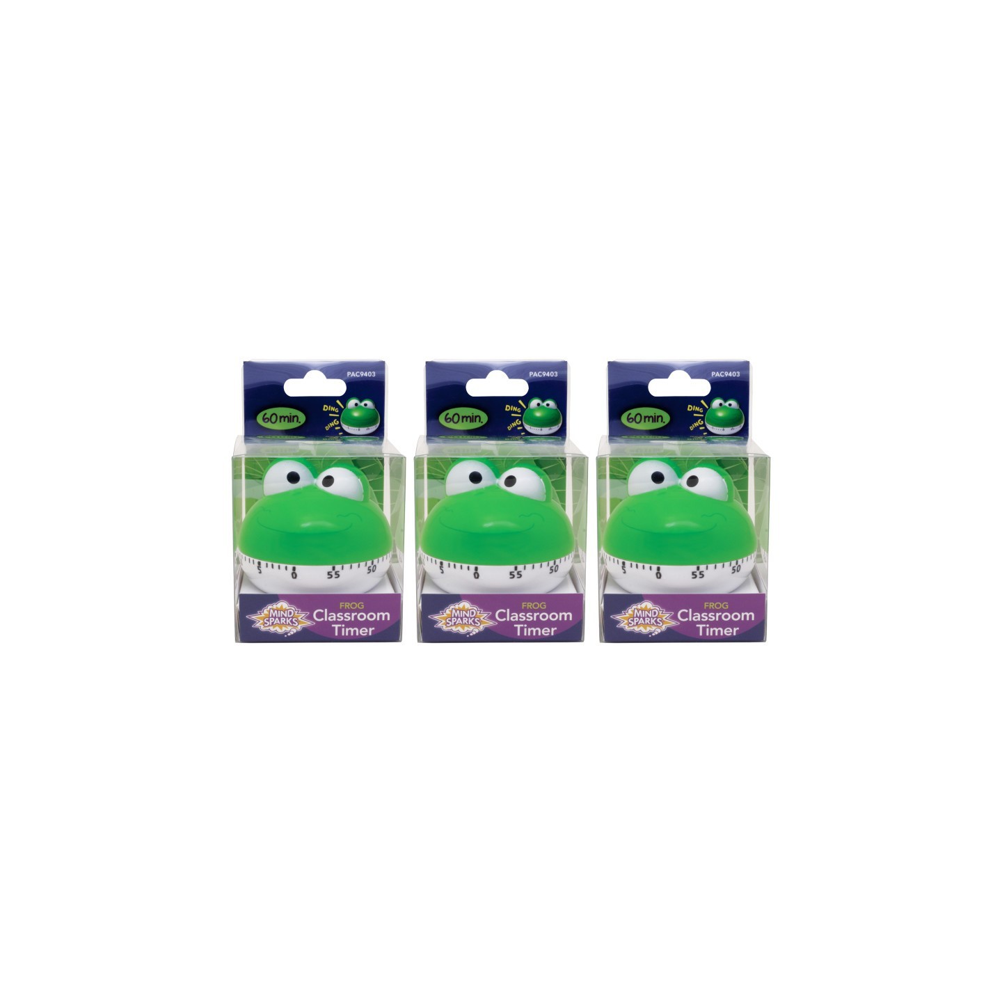 Mind Sparks® Classroom Timer Frog, Frog, Approx. 2-1/4" Height, Pack of 3