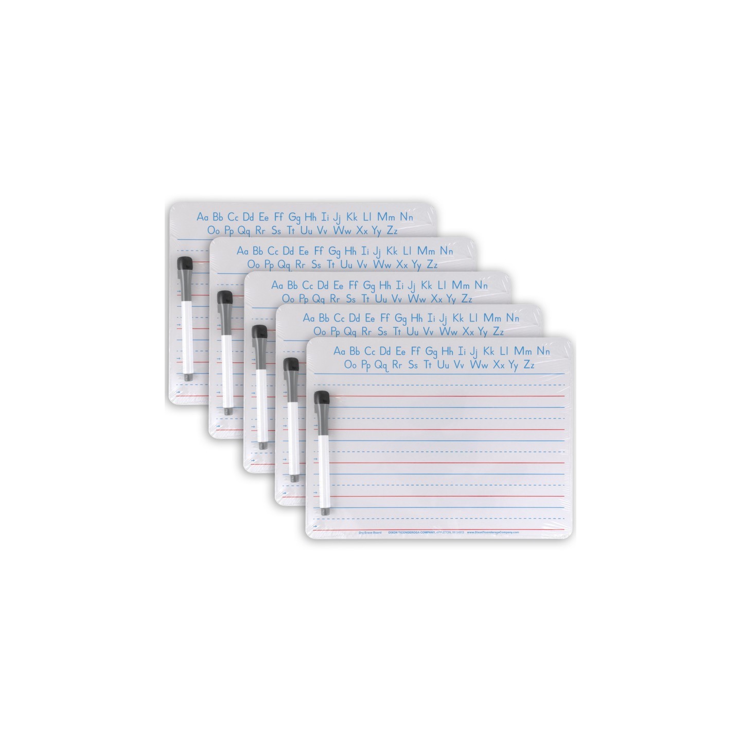 Pacon® Handwriting Whiteboard Dry Erase Set, 2-Sided, Ruled/Plain, with Marker/Eraser, 9" x 12", 5 Sets