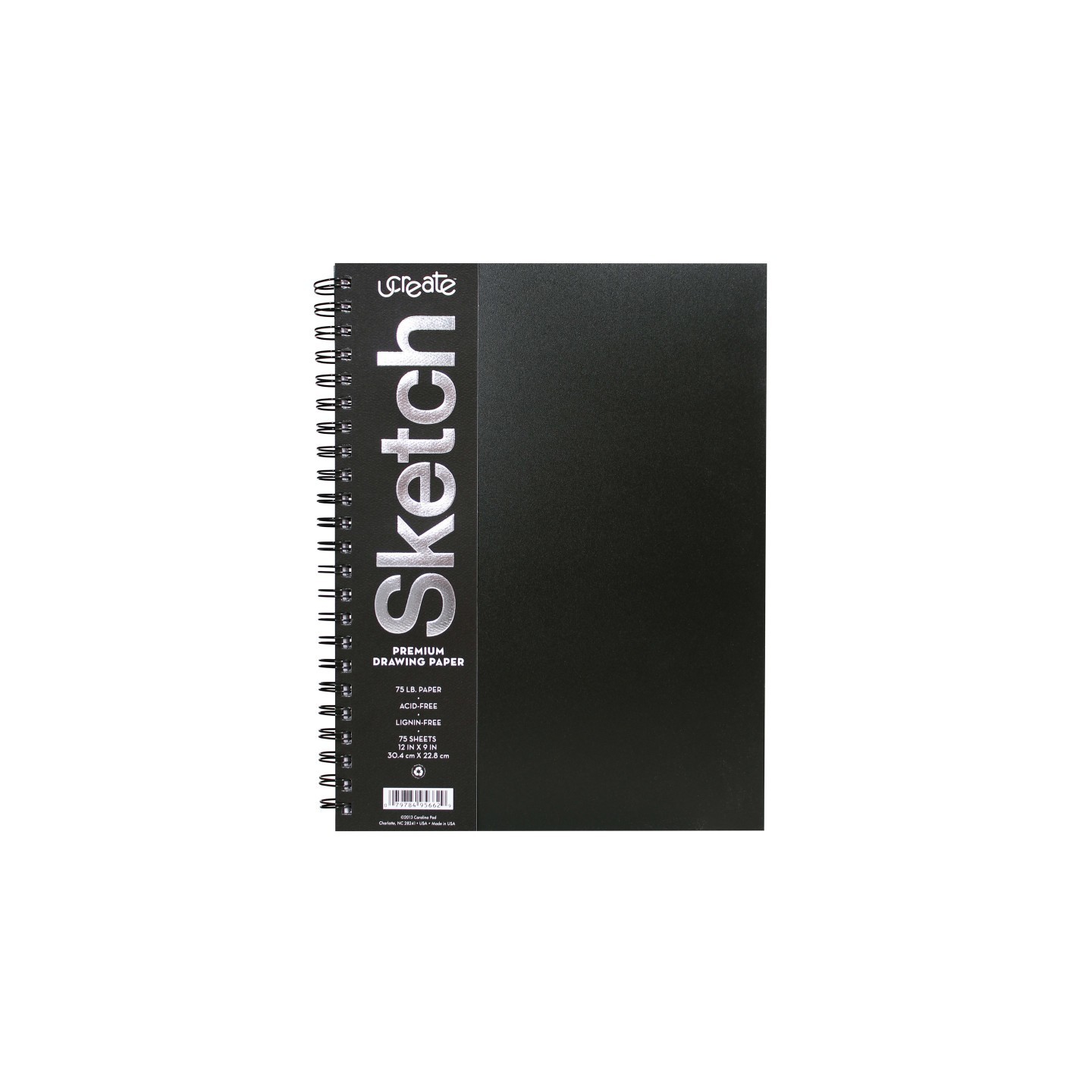 UCreate® Poly Cover Sketch Book, Heavyweight, 12" x 9", 75 Sheets