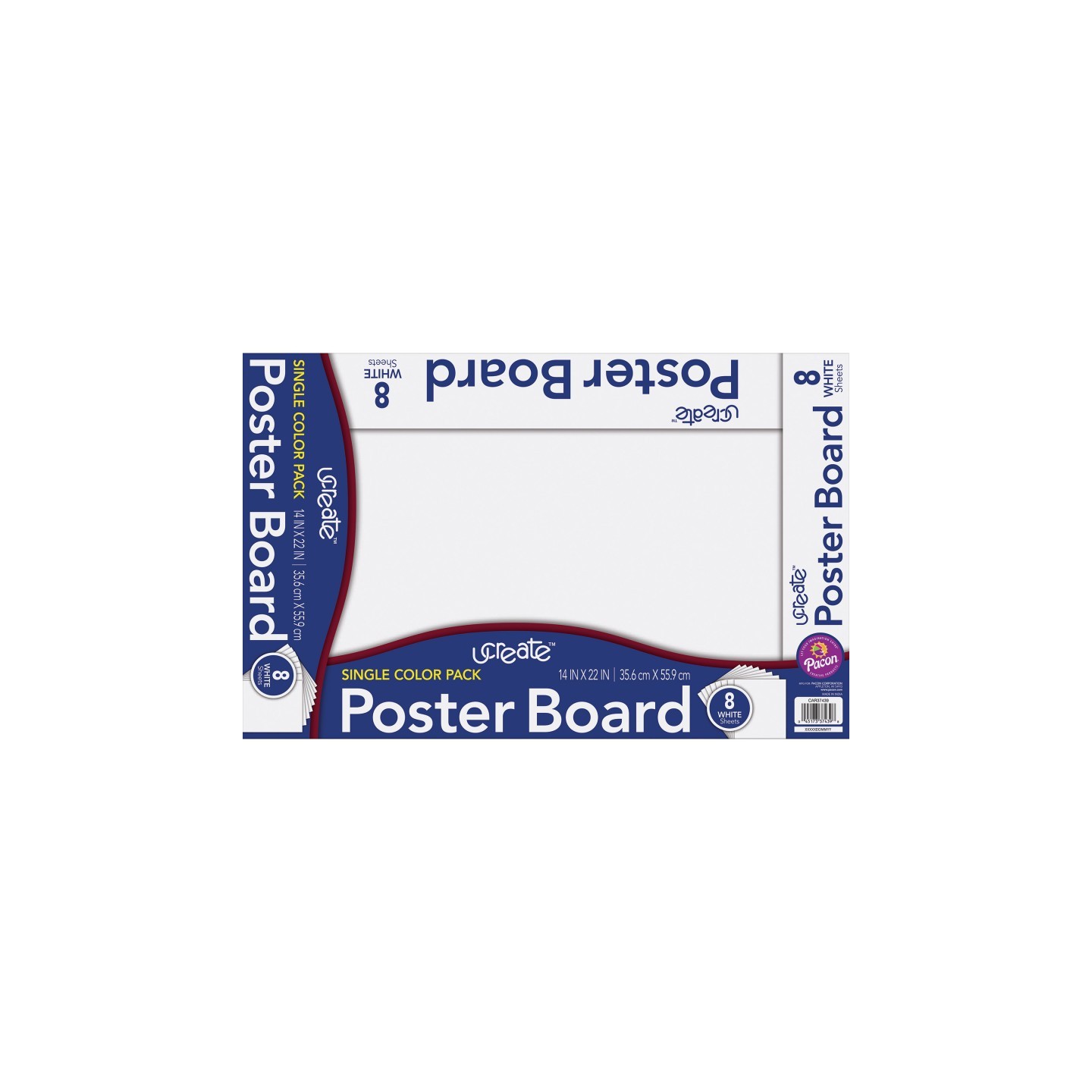 UCreate® Poster Board, White, 14" x 22", 8 Sheets/Pack, Carton of 24 Packs
