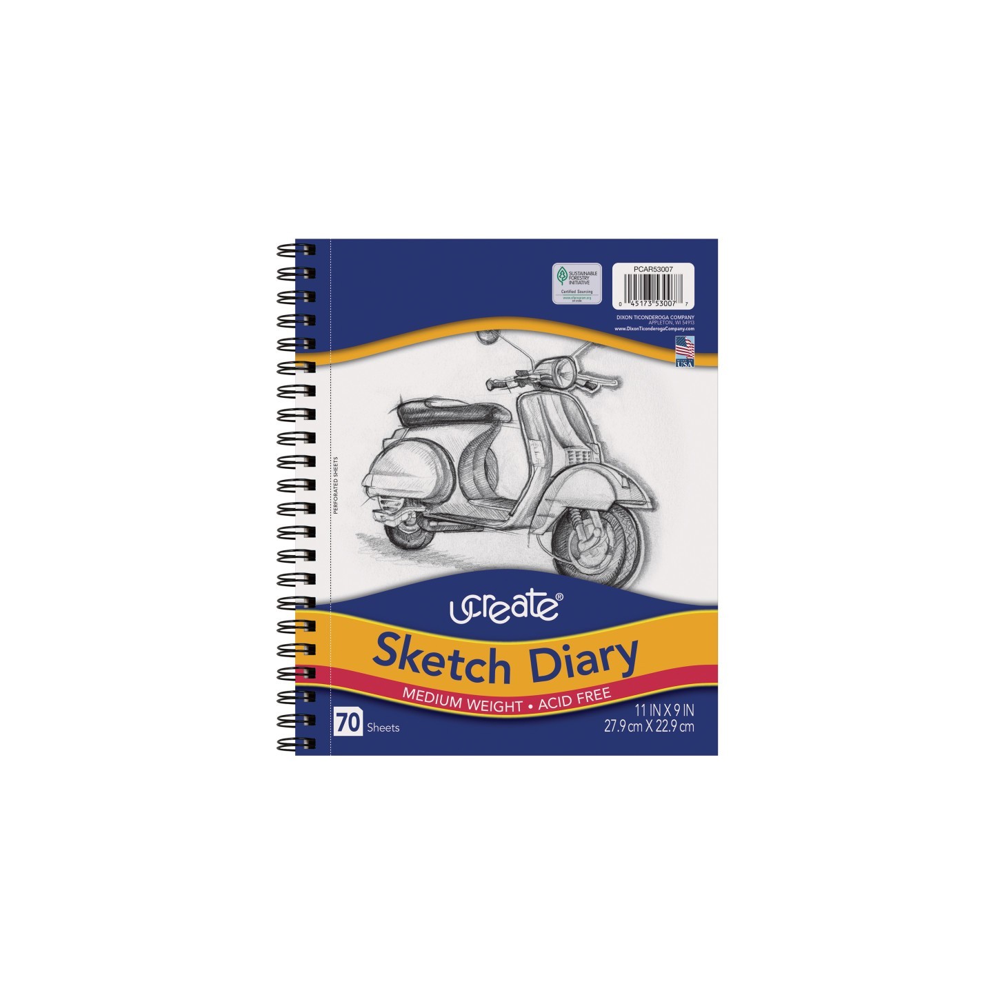 UCreate® Sketch Diary, Medium Weight, 11" x 9", 70 Sheets