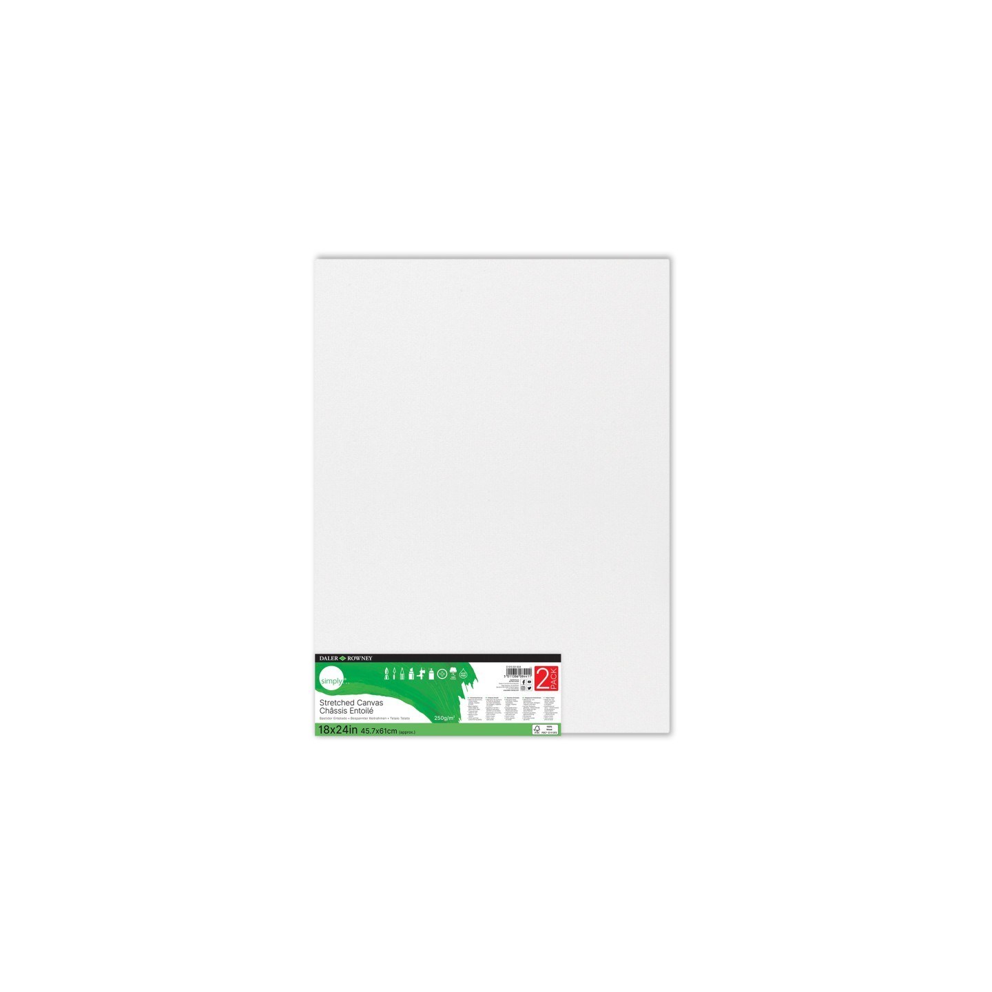 Simply® Stretched Canvas, 18" x 24", Pack of 2