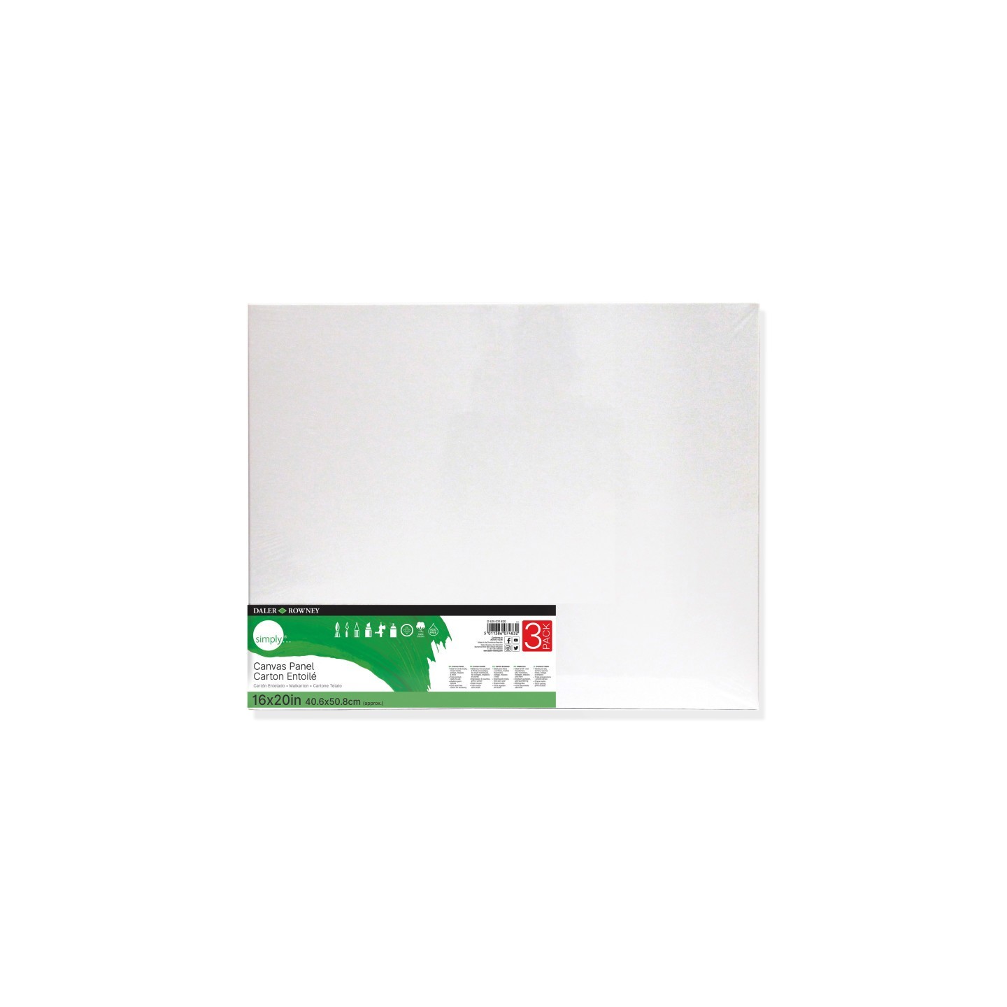 Daler-Rowney Simply White Canvas Panels Set, 16" x 20", 3-Pack