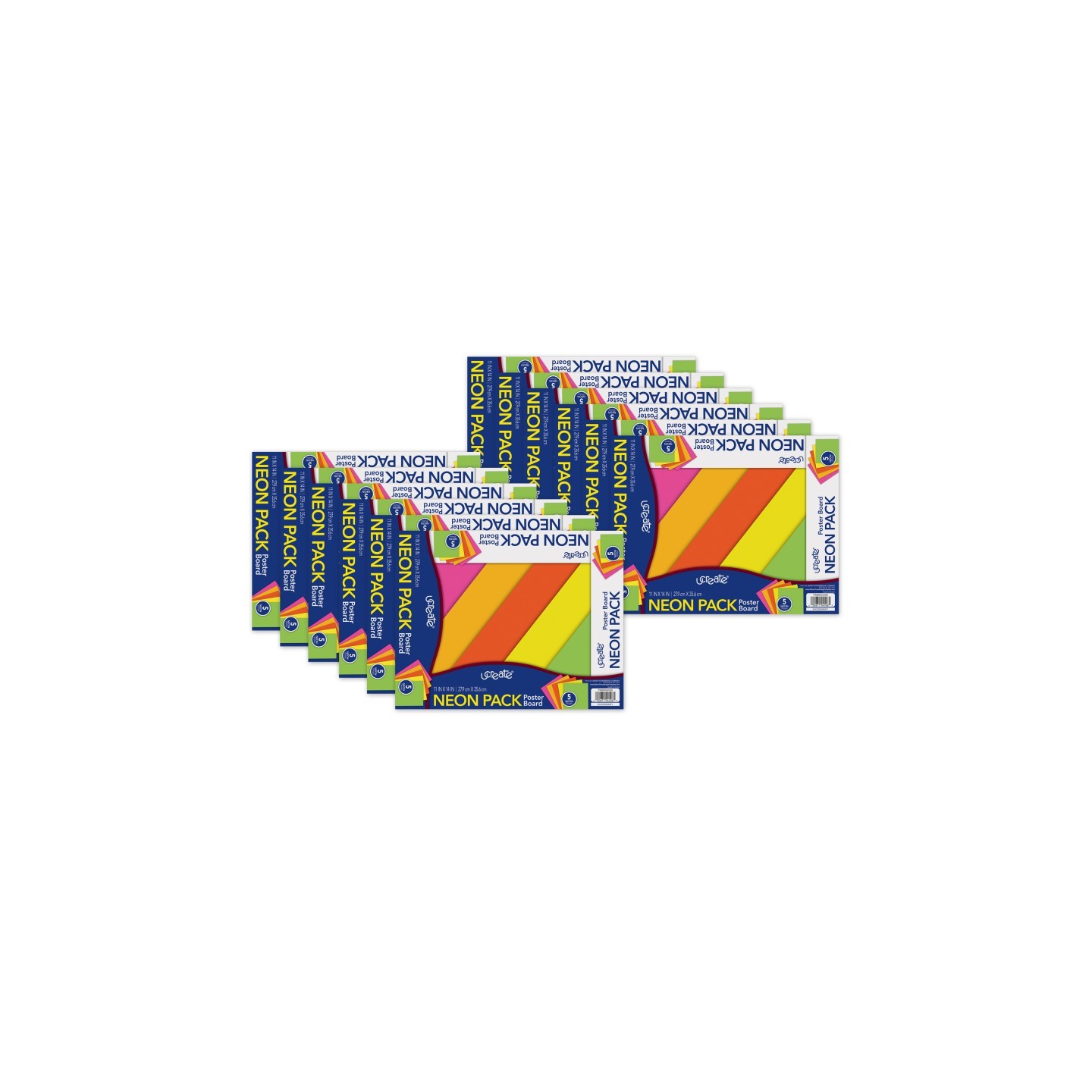 UCreate® Neon Poster Board, 5 Assorted Colors, 11" x 14", 5 Sheets Per Pack, 12 Packs