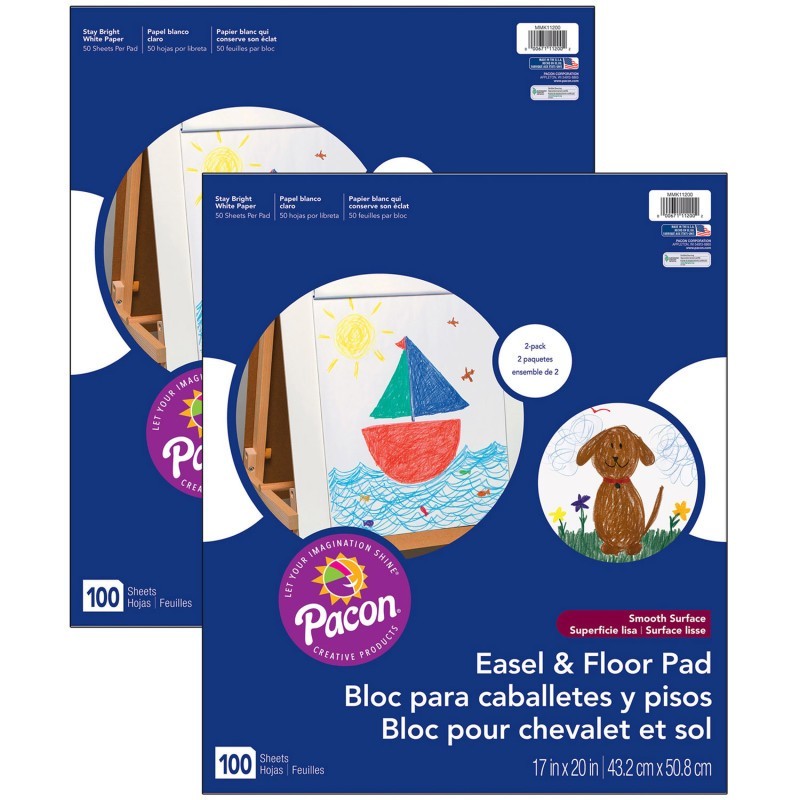 Pacon® Easel Pad, 17" x 20", White, 2 Per Pack, 2 Packs