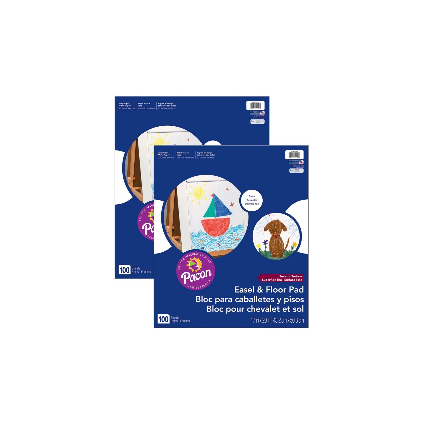 Pacon® Easel Pad, 17" x 20", White, 2 Per Pack, 2 Packs