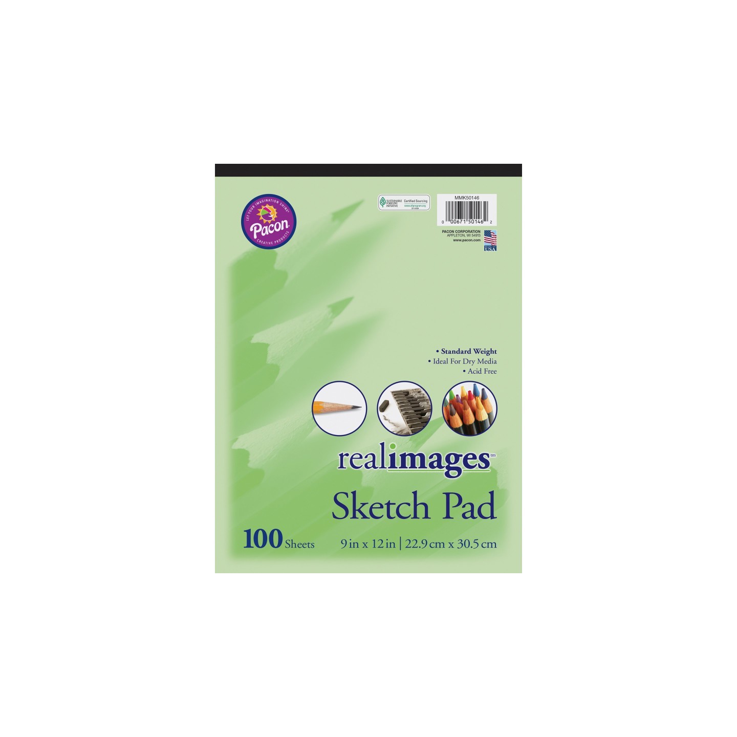 Real Images™ Sketch Pad, Standard Weight, 9" x 12", 100 Sheets