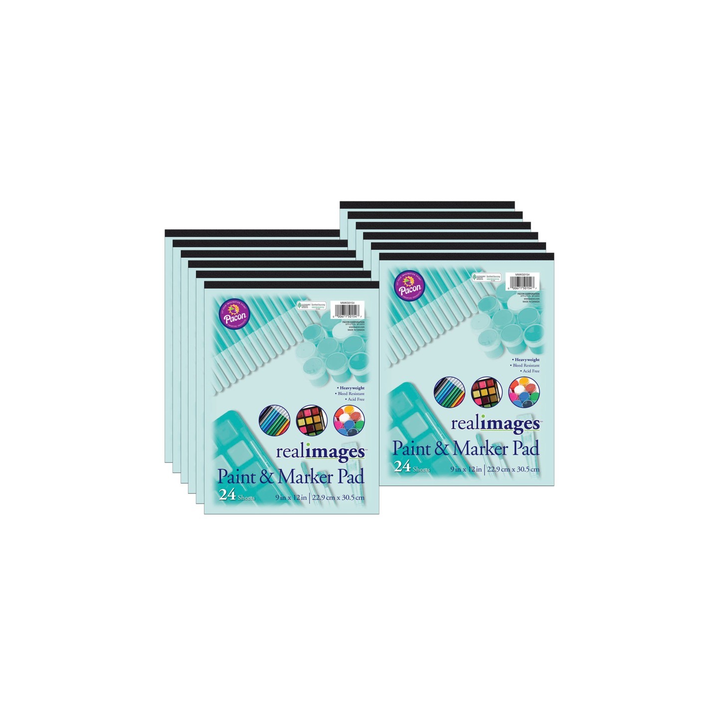 Real Images™ Paint & Marker Pad, Heavyweight, 9" x 12", 24 Sheets, Pack of 12