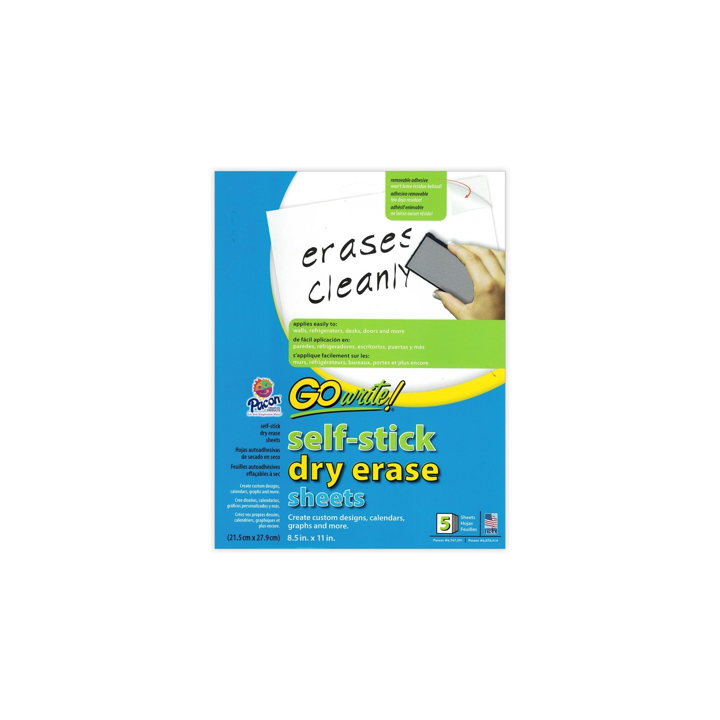 Array® Dry Erase Sheets, 8.5" x 11" Plain, Pack of 5