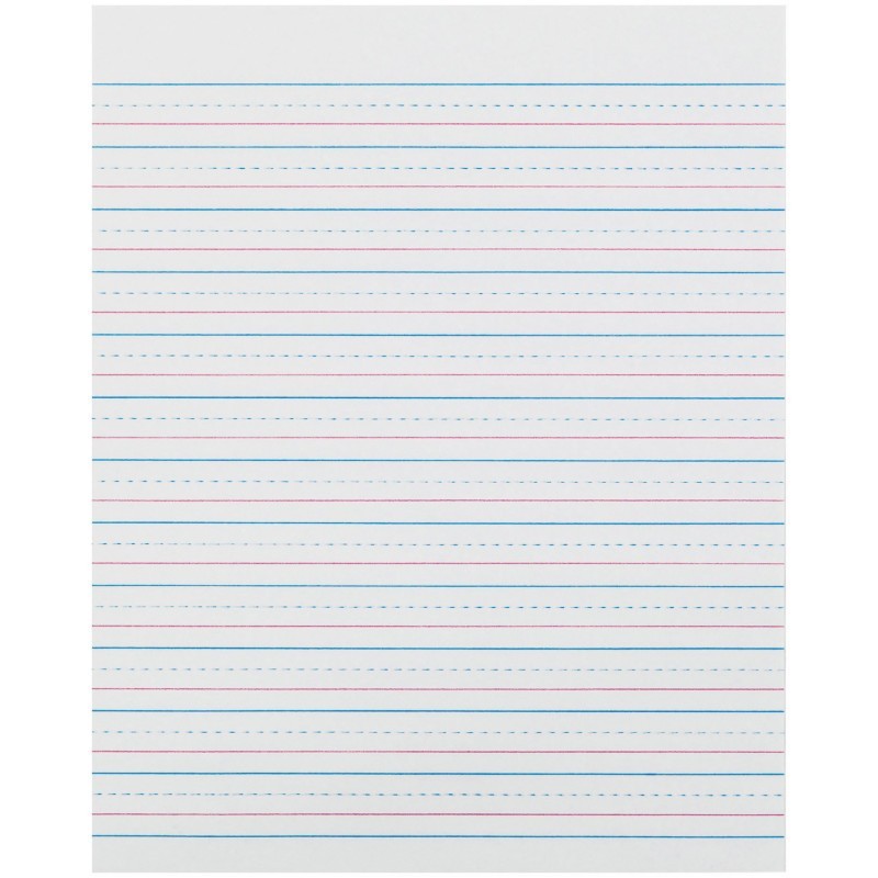 Zaner-Bloser® Sulphite Handwriting Paper, Dotted Midline, Grade 2, 1/2" x 1/4" x 1/4" Ruled Short, 8" x 10-1/2", 500 Sheets