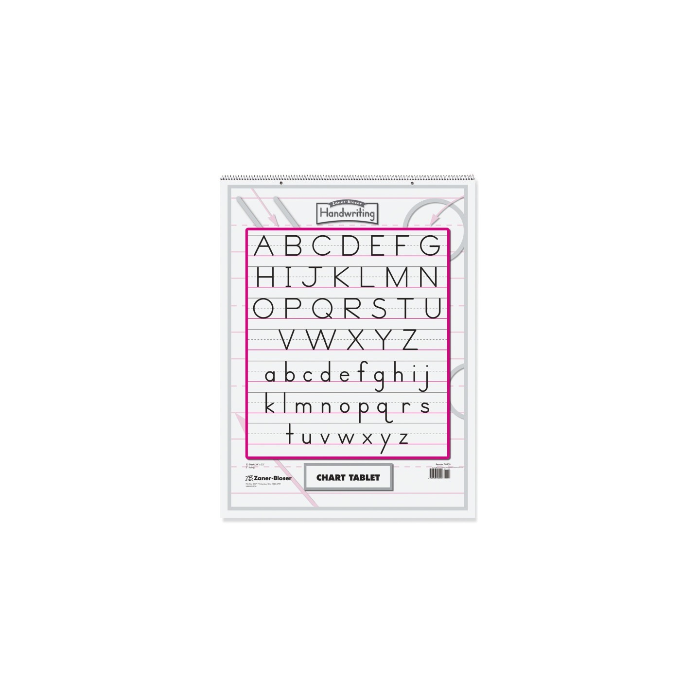 Zaner-Bloser® Chart Tablet, Manuscript Cover, 2" Ruled 24" x 32", 30 Sheets